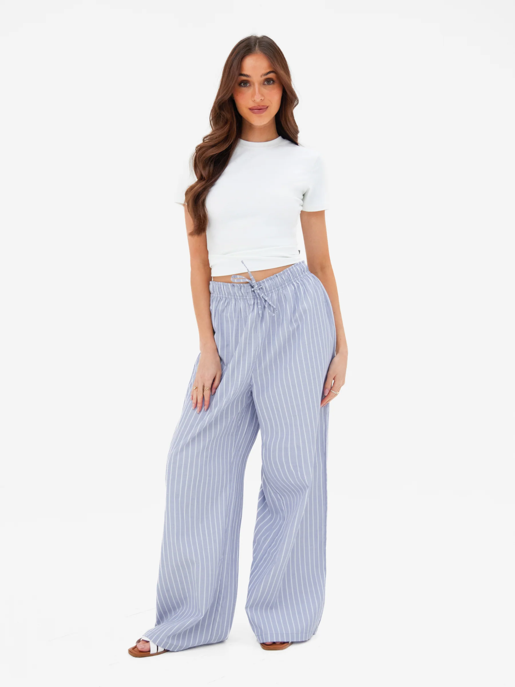 Elodie Stripe Trousers - Navy - Image 6