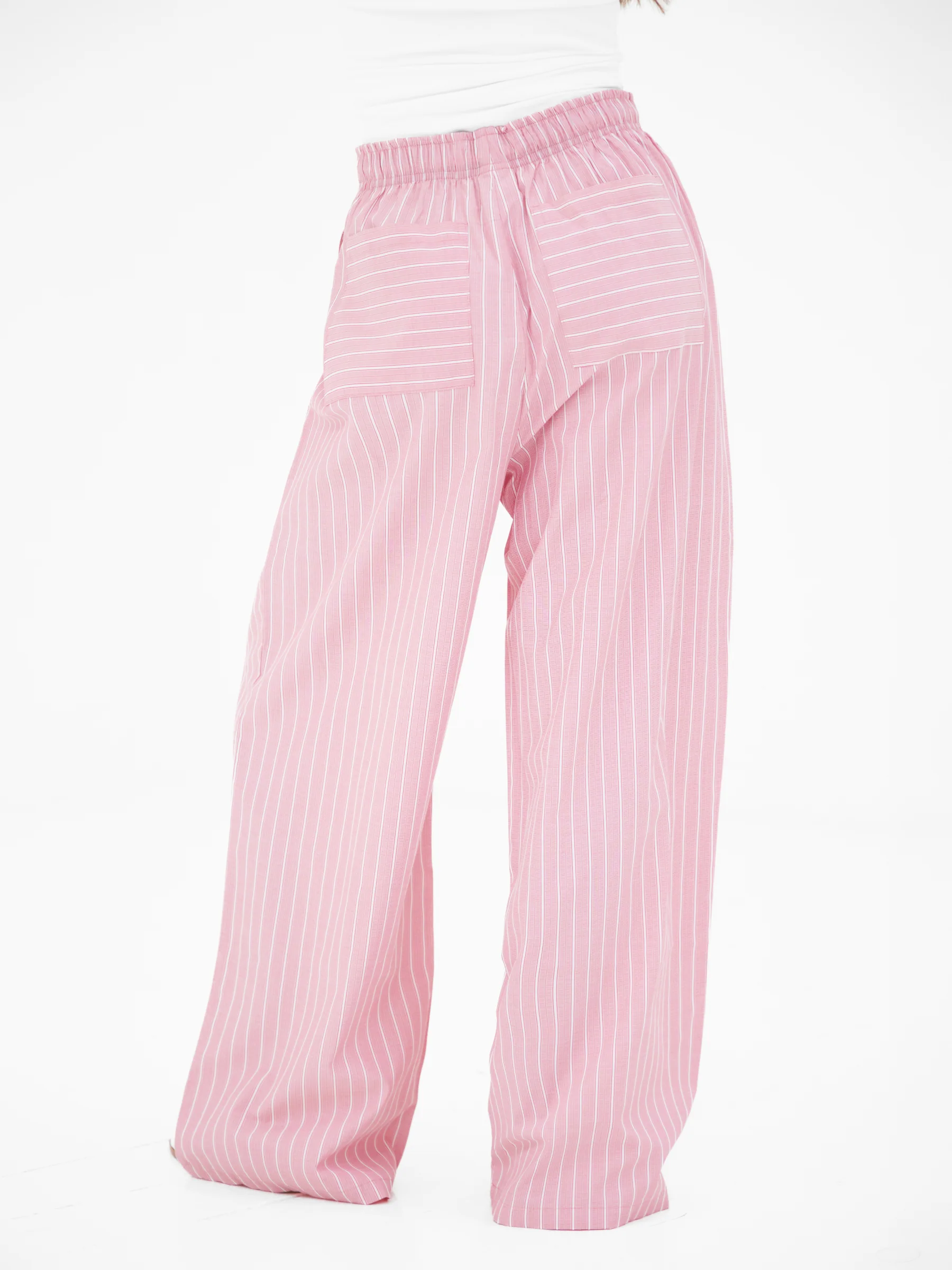 Elodie Stripe Trousers - Raspberry - Image 2