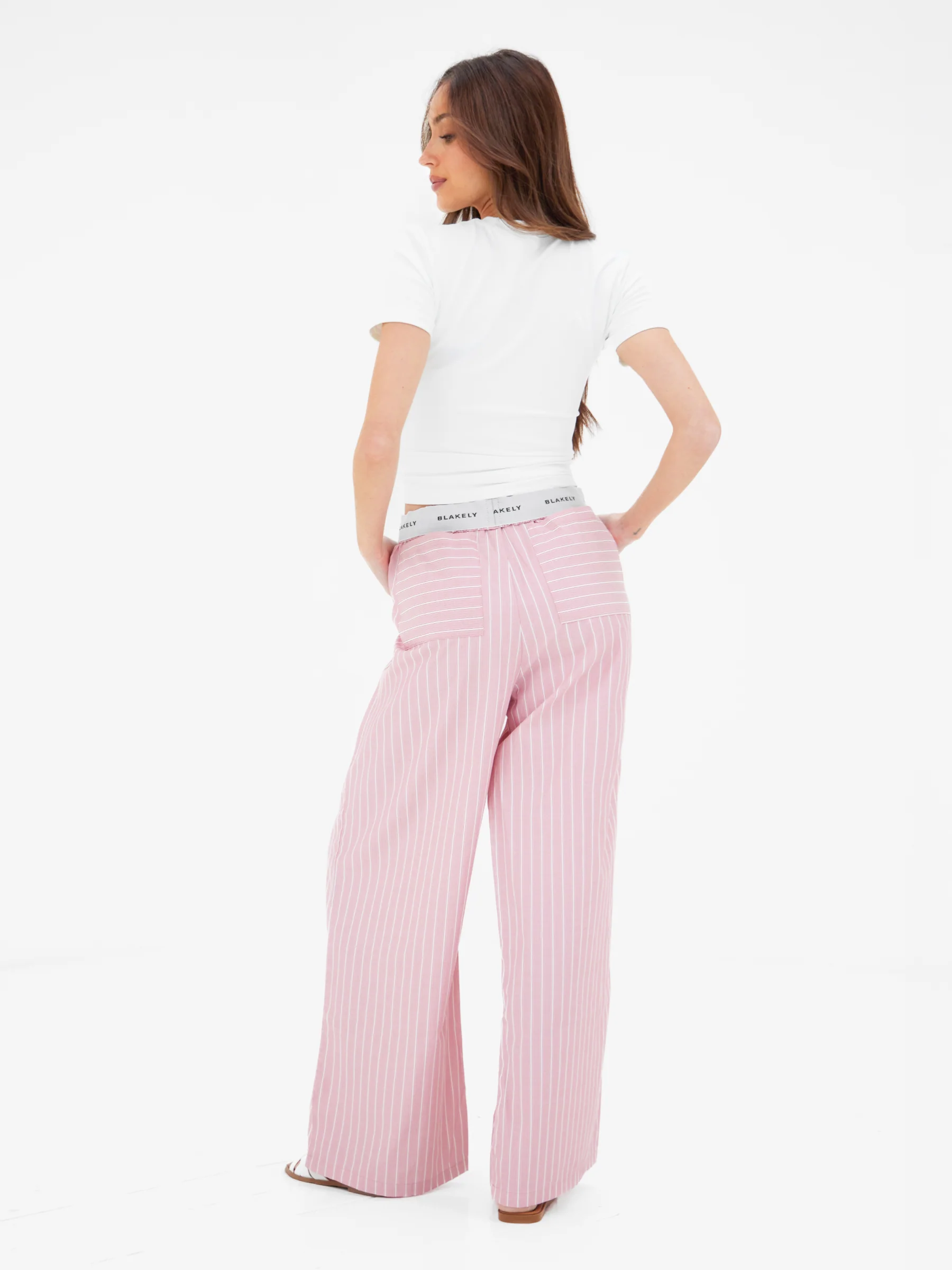 Elodie Stripe Trousers - Raspberry - Image 4