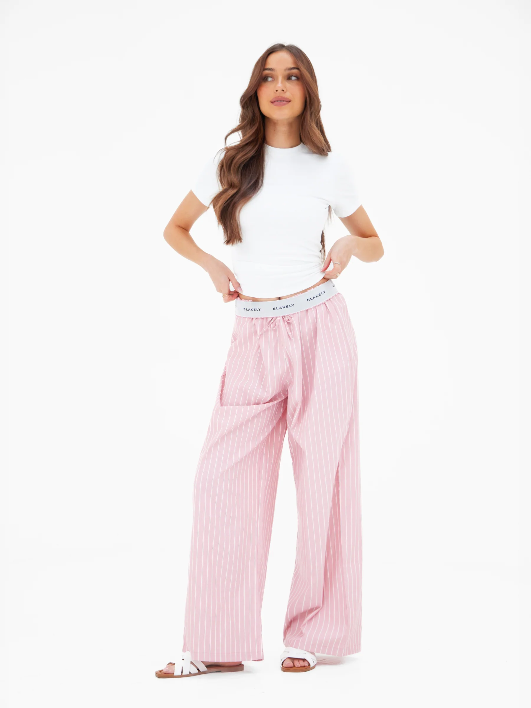 Elodie Stripe Trousers - Raspberry - Image 6
