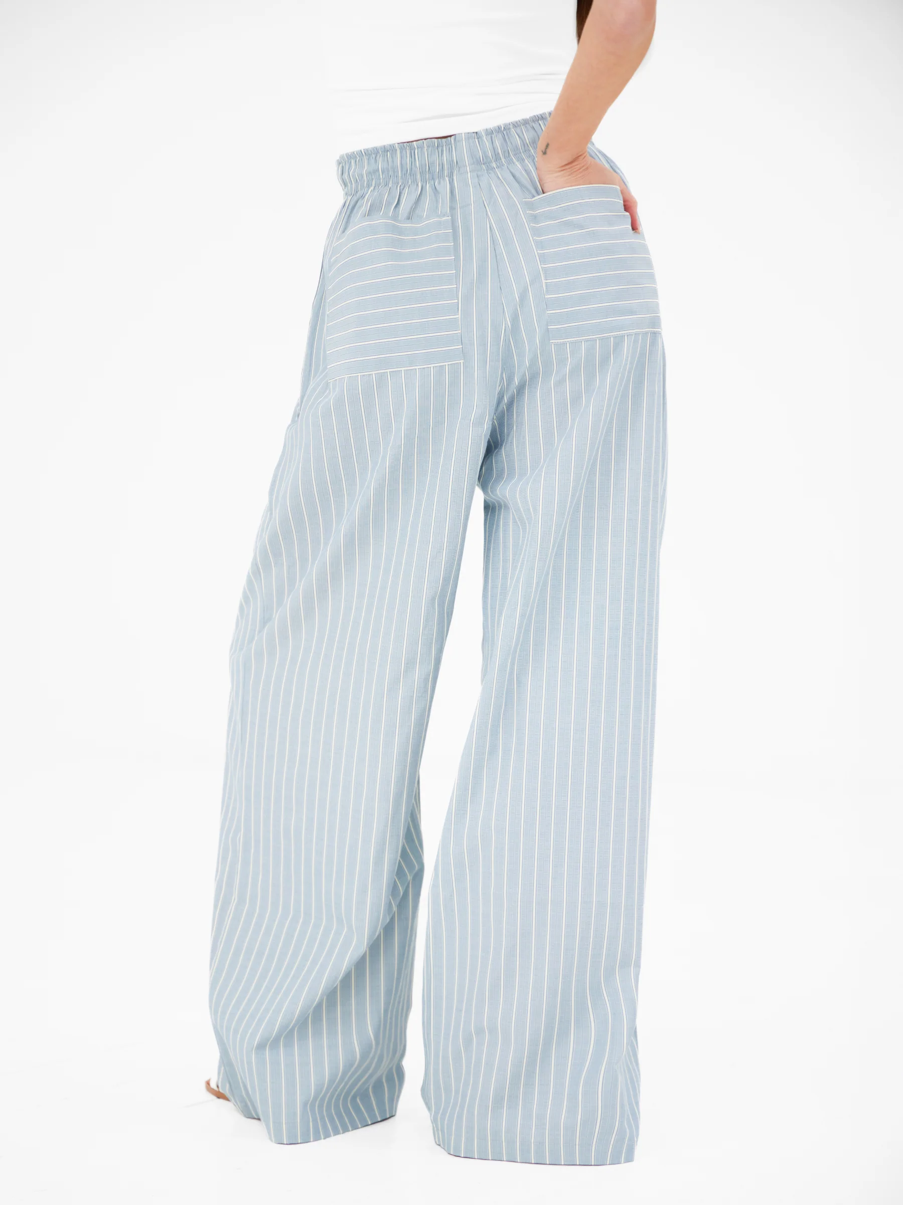 Elodie Stripe Trousers - Teal - Image 2