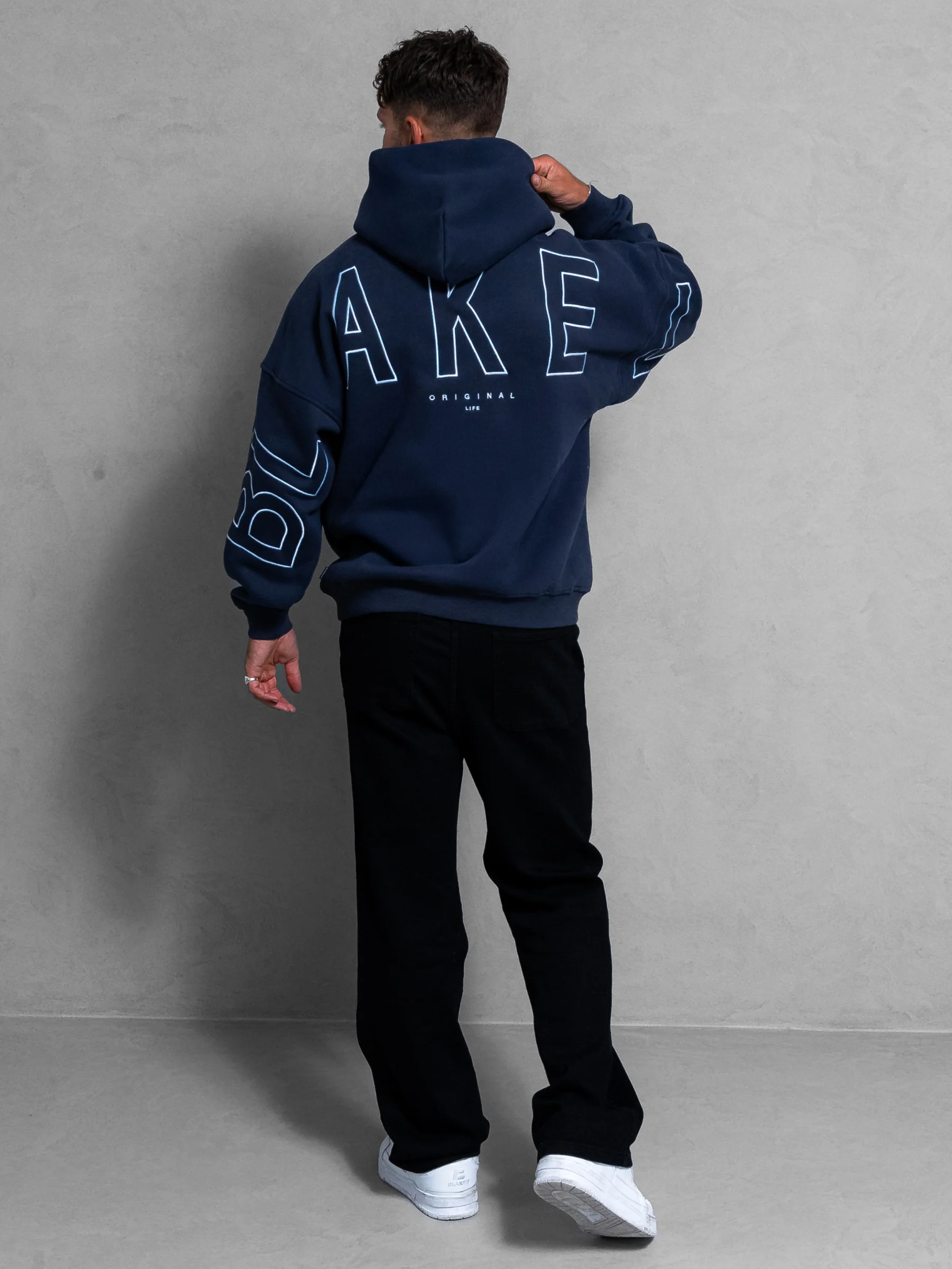 Embroidered Idris Oversized Hoodie - Blue - Image 2