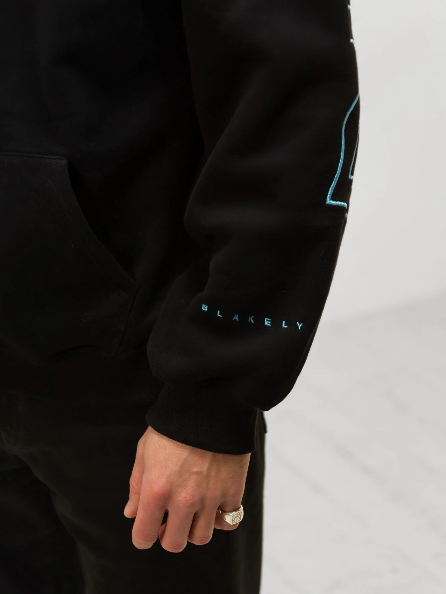 Embroidered Idris Oversized Hoodie - Electric Blue - Image 4