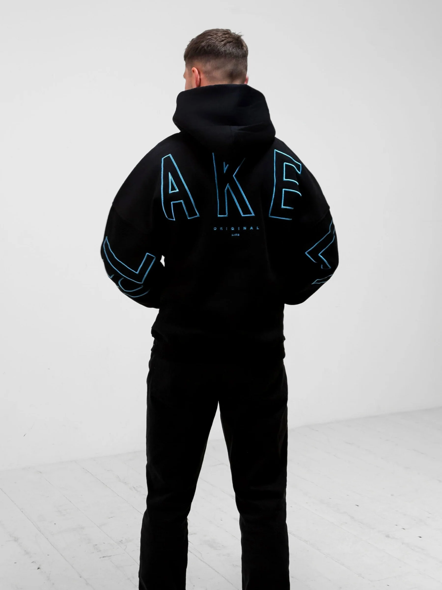 Embroidered Idris Oversized Hoodie - Electric Blue - Image 6
