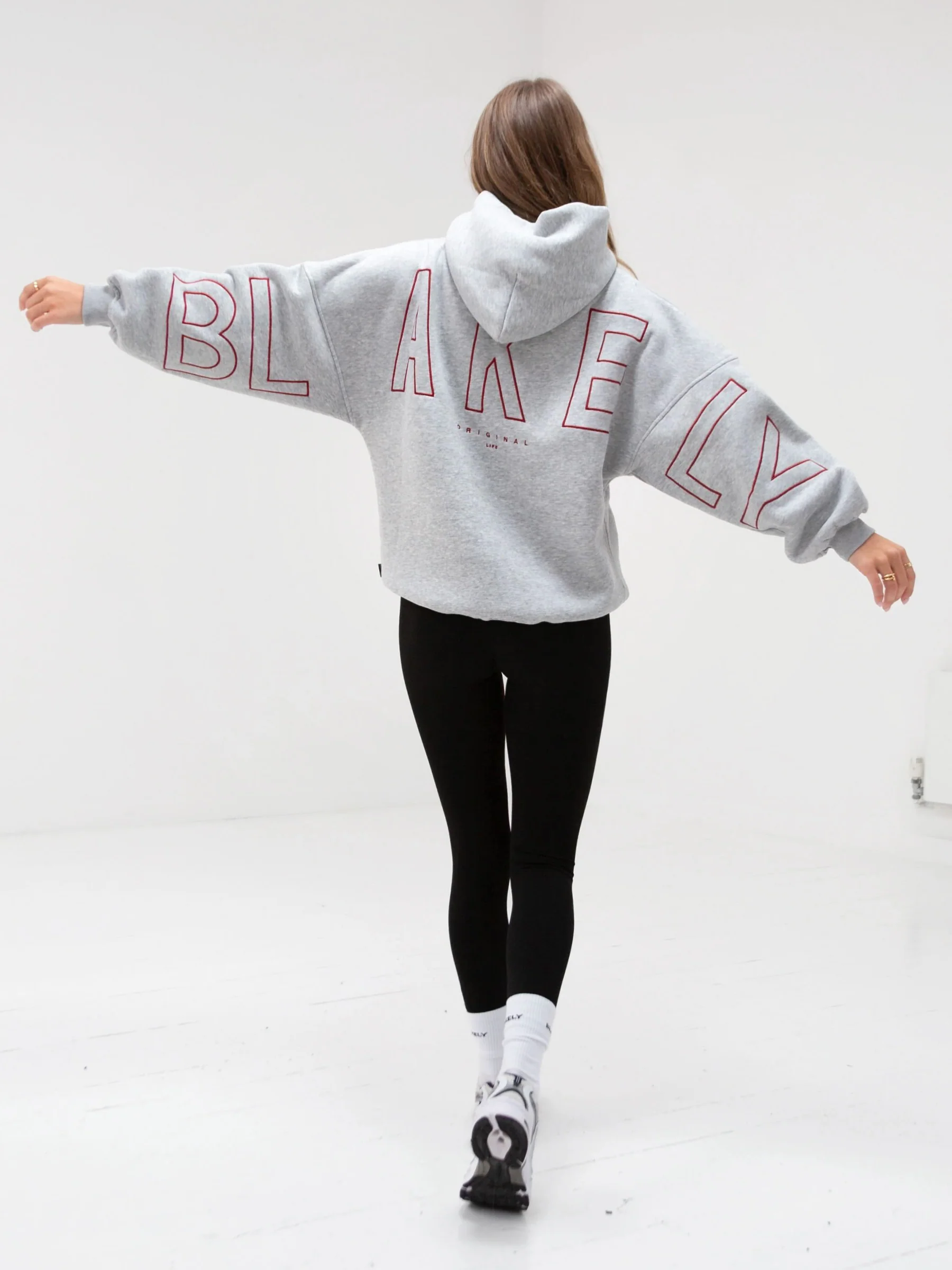 Embroidered Isabel Oversized Hoodie - Cherry Red - Image 3