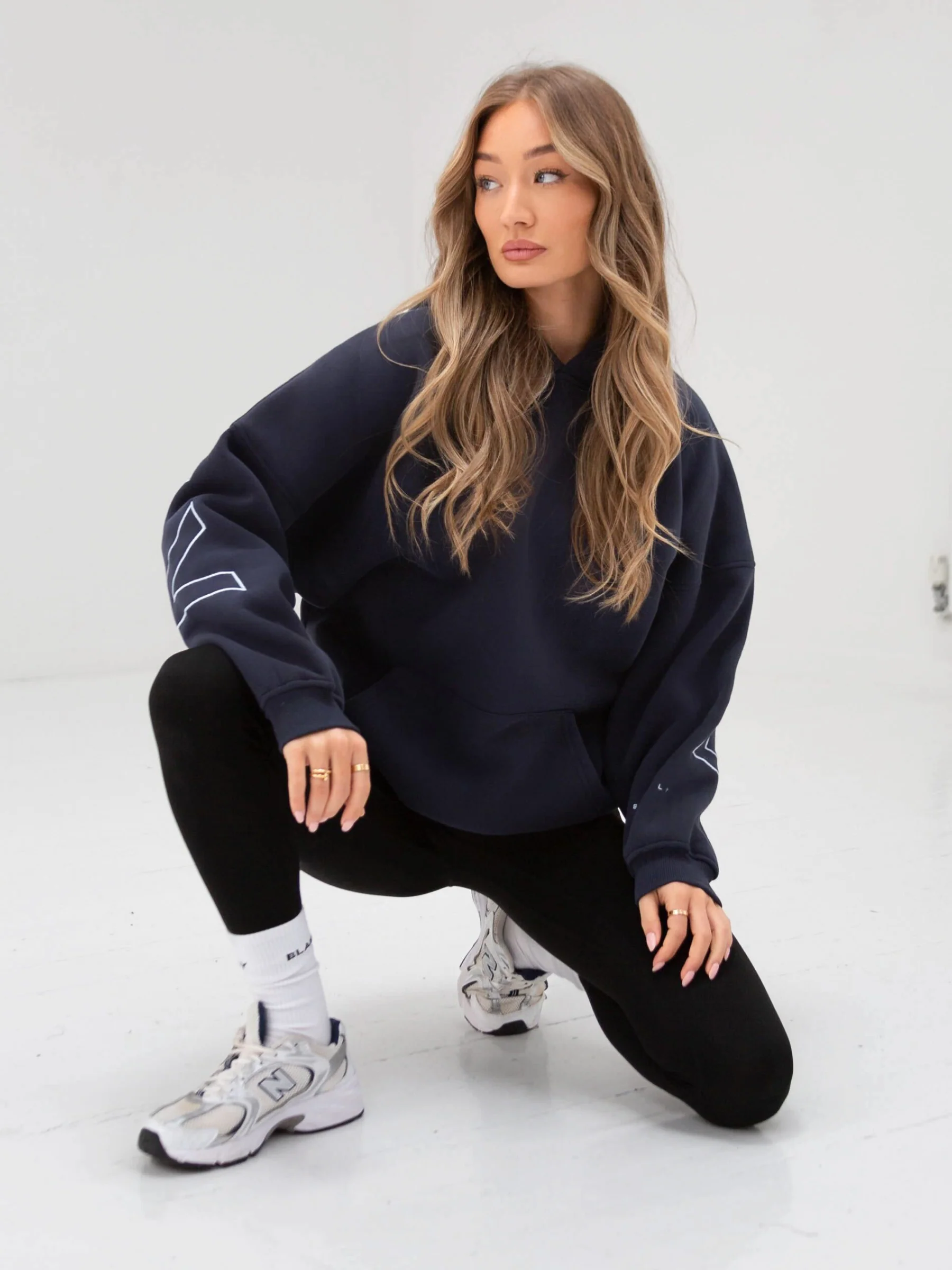 Embroidered Isabel Oversized Hoodie - Soft Blue - Image 6