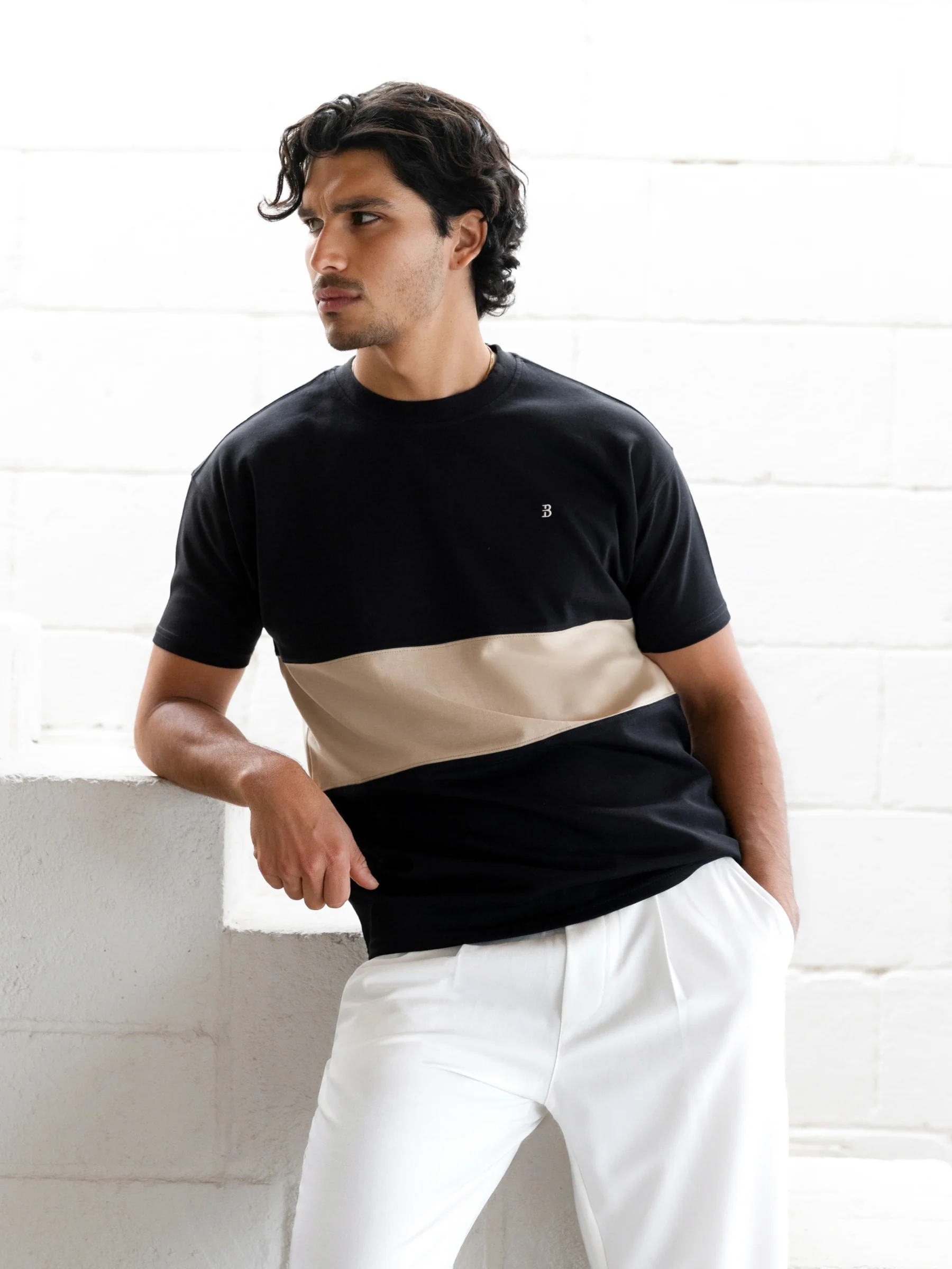Evan Relaxed T-Shirt - Black & Tan - Image 2