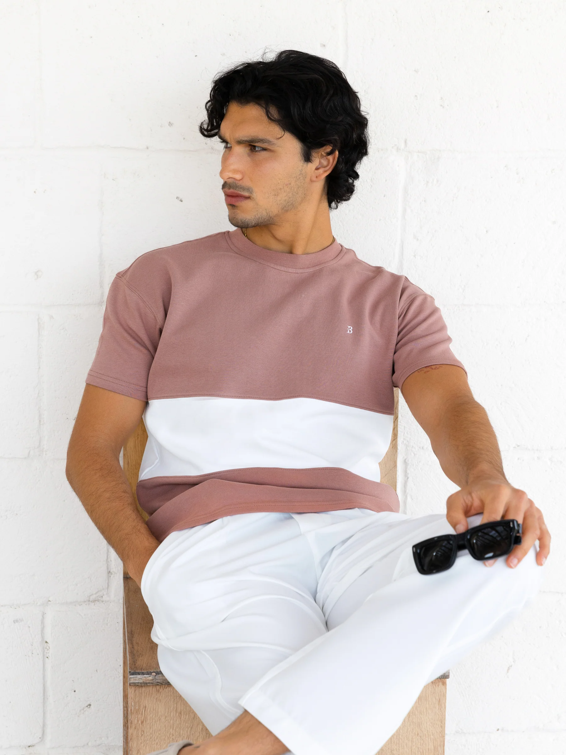 Evan Relaxed T-Shirt - Clay & White - Image 6