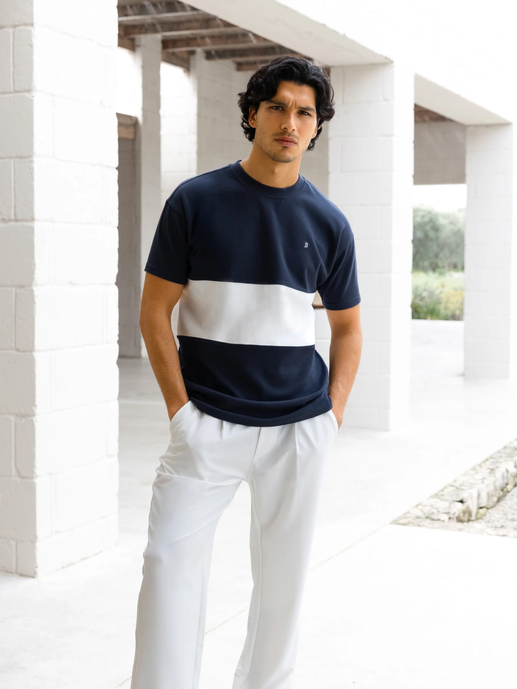 Evan Relaxed T-Shirt - True Navy & White - Image 2