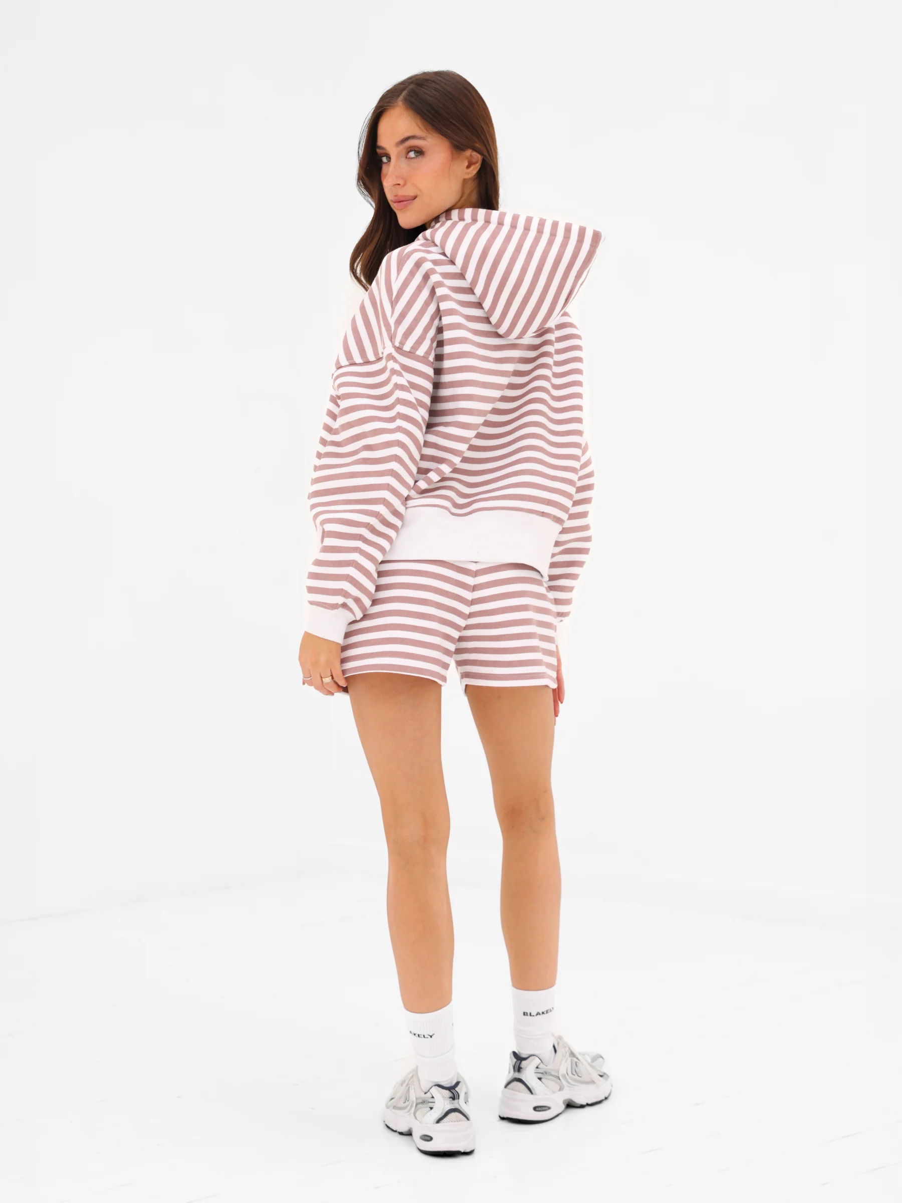 Evie Striped Hoodie - Dusty Pink - Image 4