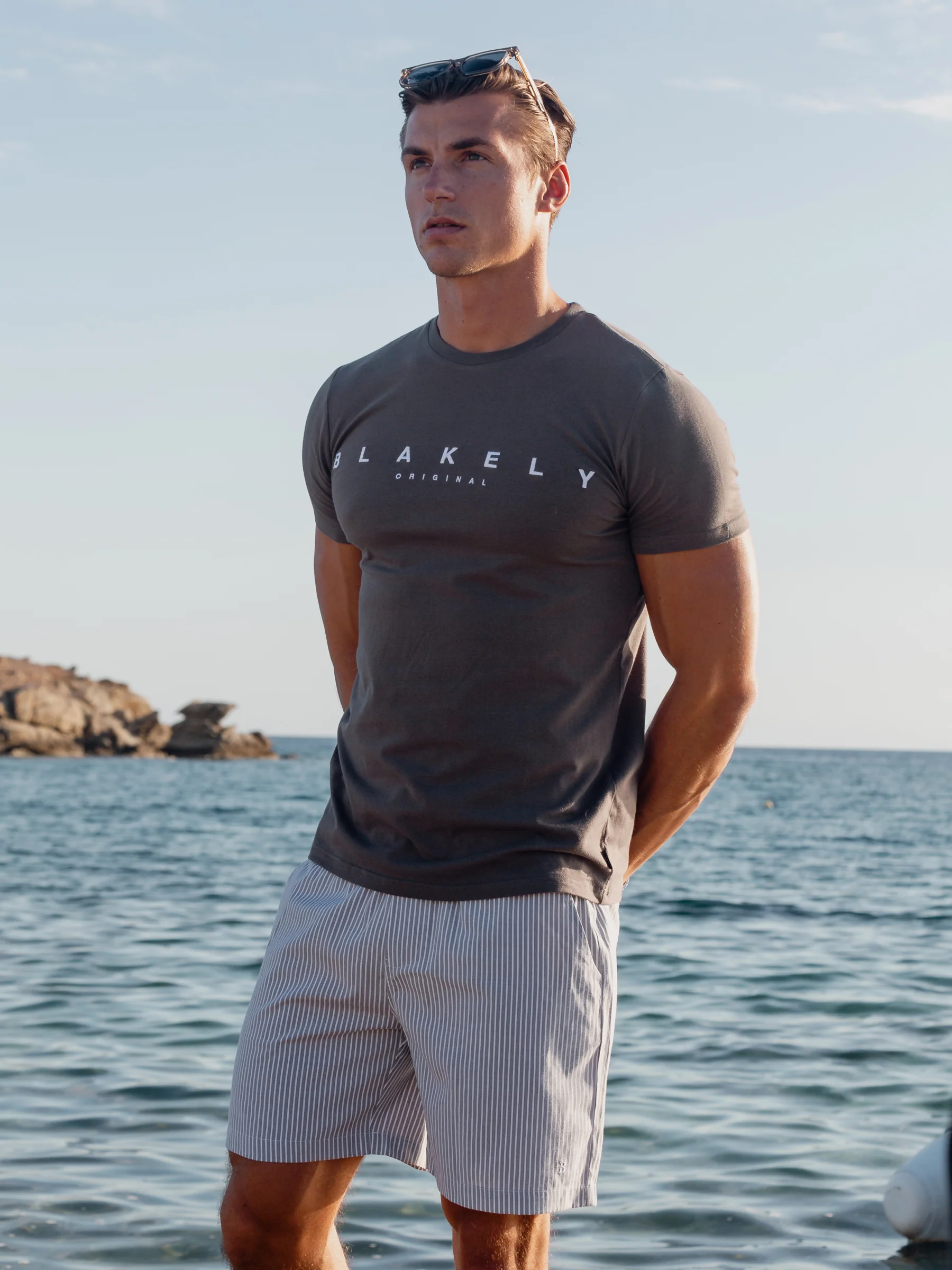 Ezra Relaxed Stripe Shorts - Navy - Image 2