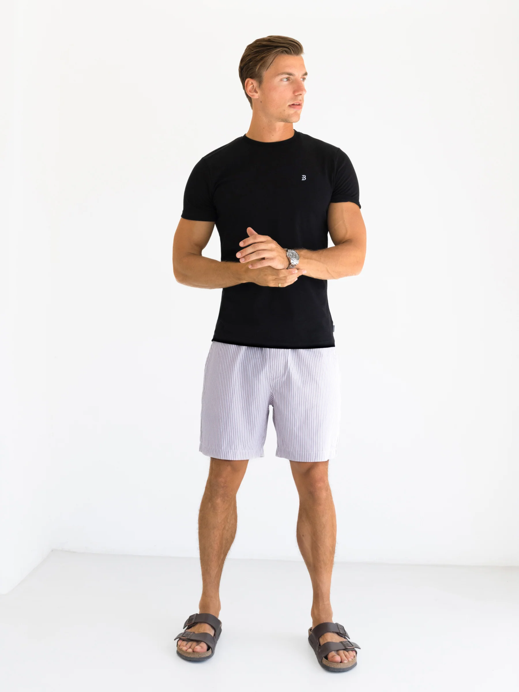 Ezra Relaxed Stripe Shorts - Purple - Image 5