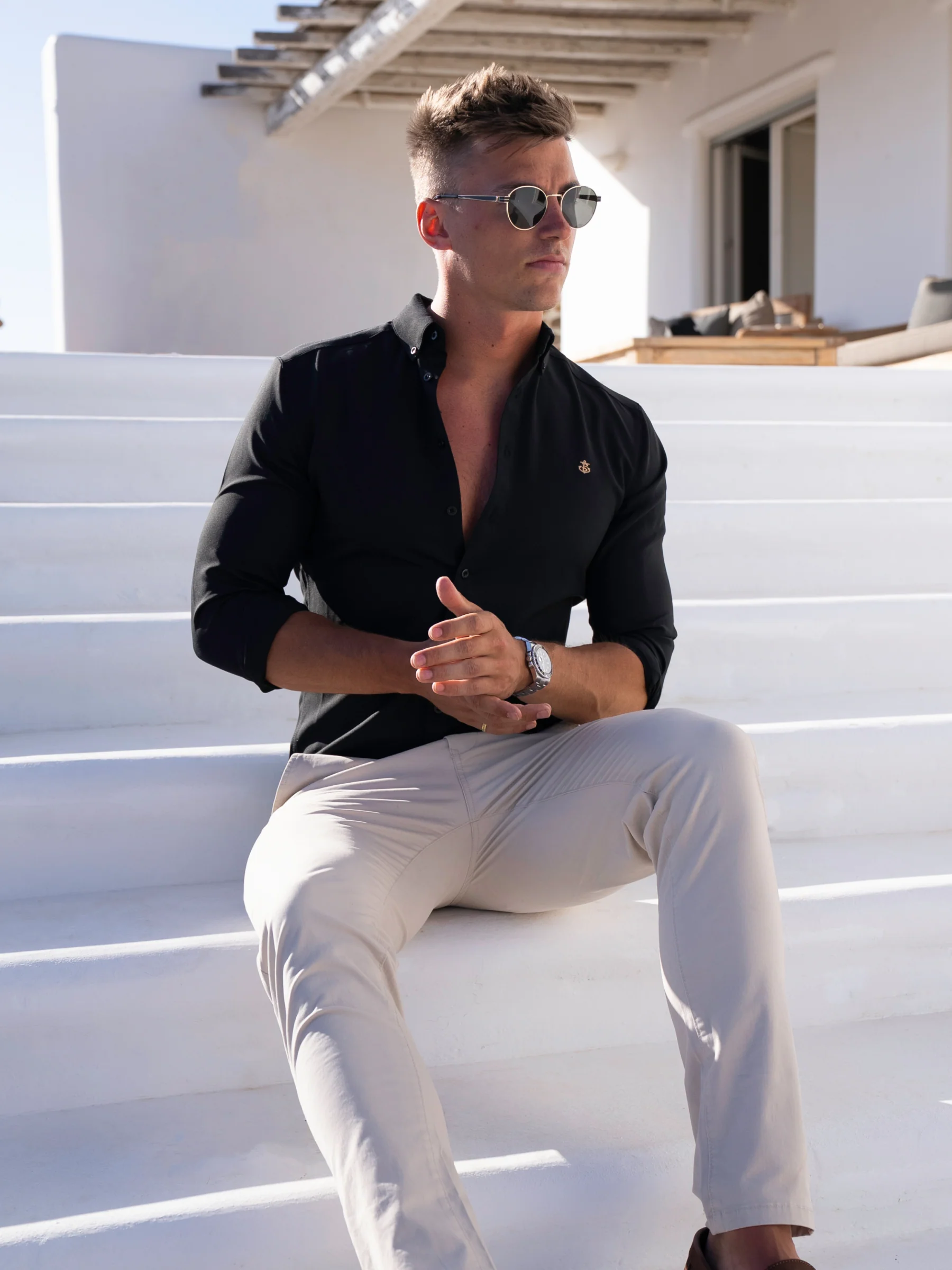 Farringdon Long Sleeve Shirt - Black - Image 2