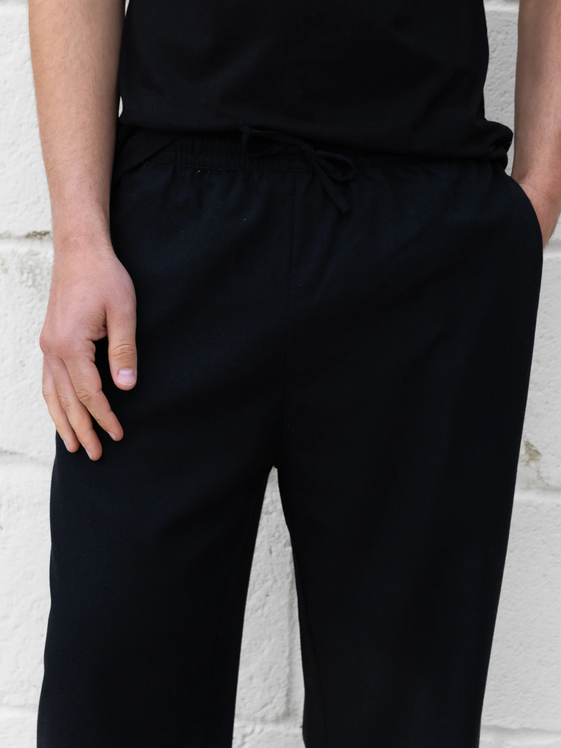 Freddie Relaxed Linen Trousers - Black - Image 3