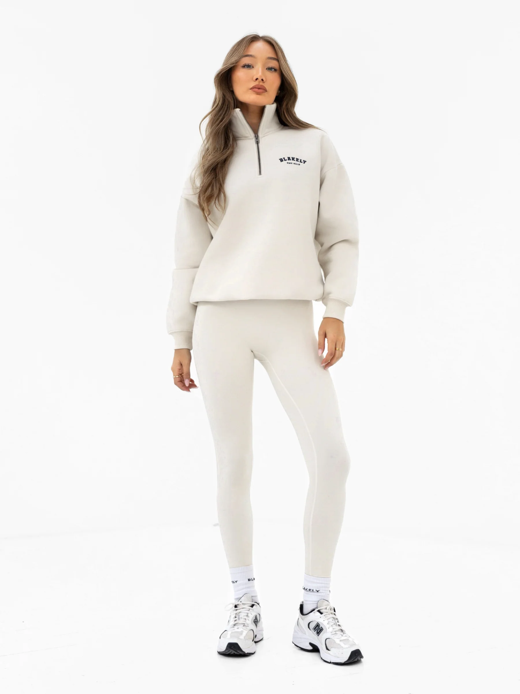 Heritage 1/4 Zip Jumper - Chalk & True Navy - Image 3