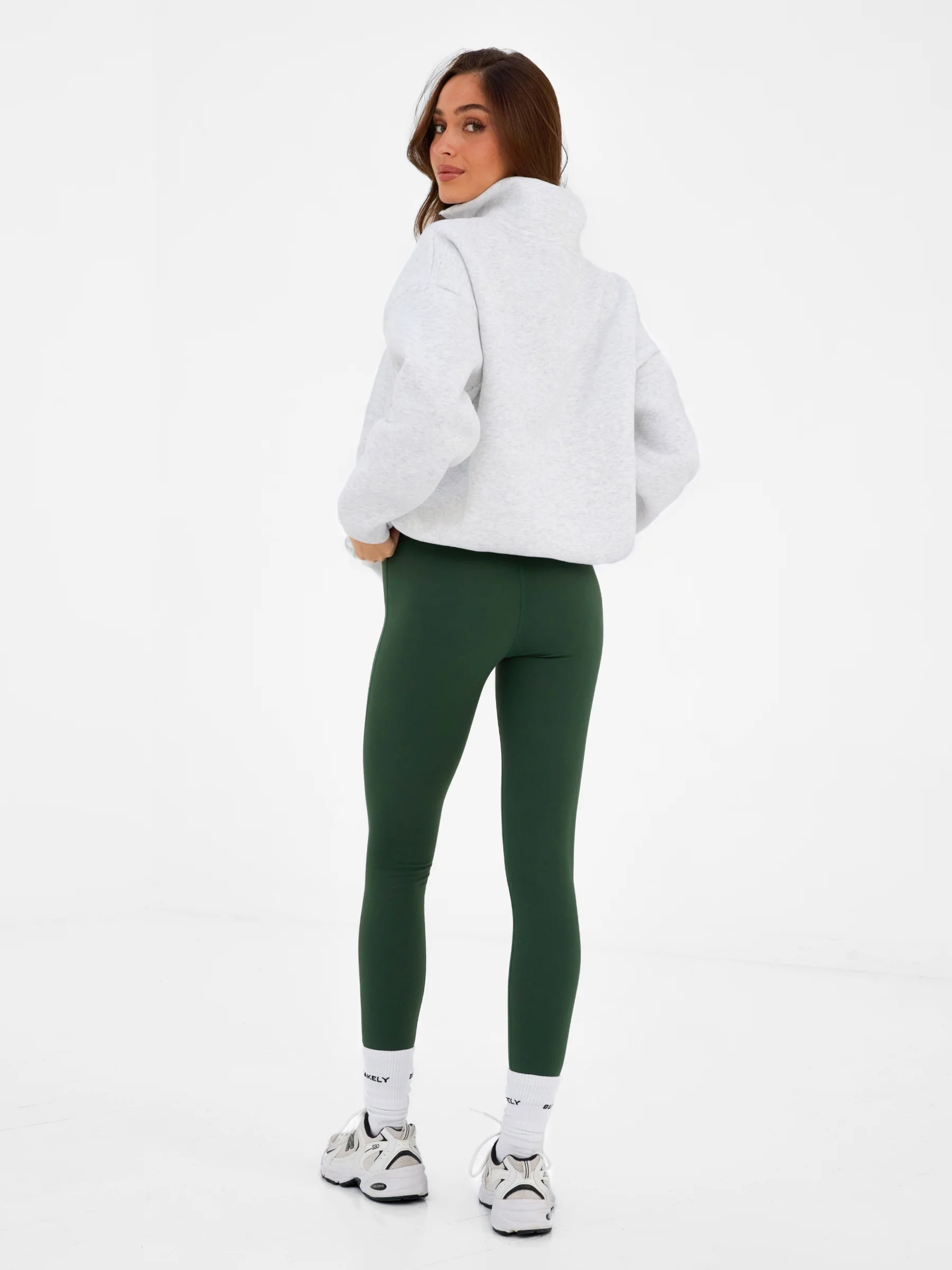 Heritage 1/4 Zip Jumper - Marl White & Deep Green - Image 6