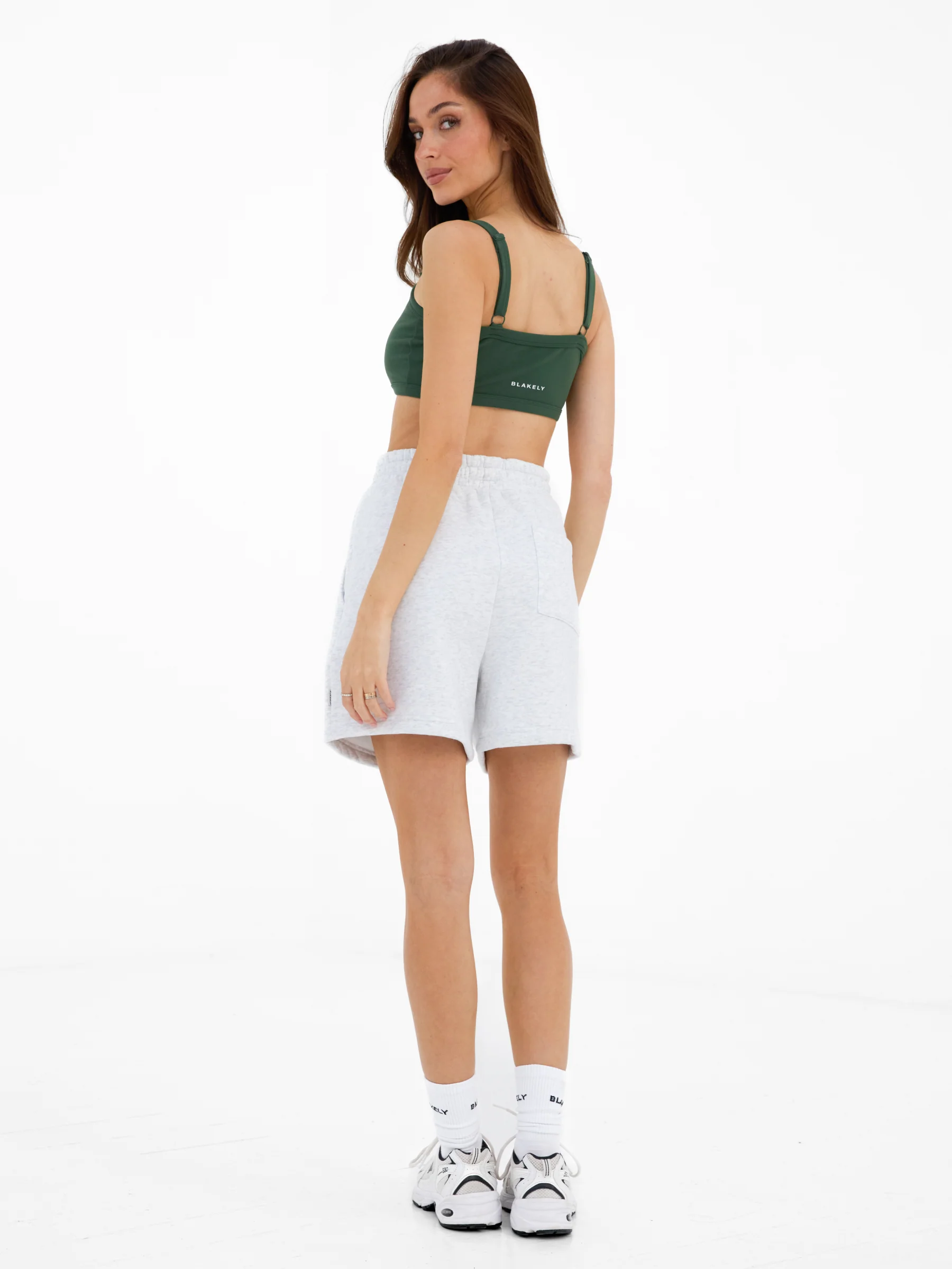 Heritage Jogger Shorts - Marl White & Deep Green - Image 6