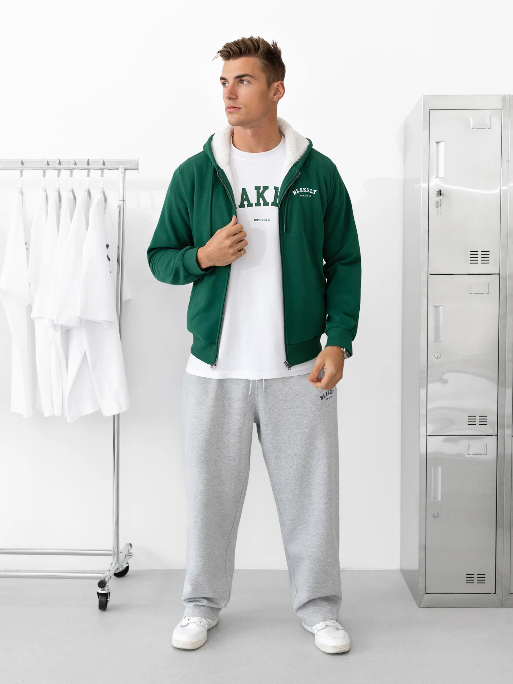 Heritage Zip Up Hoodie - Pine Green - Image 3