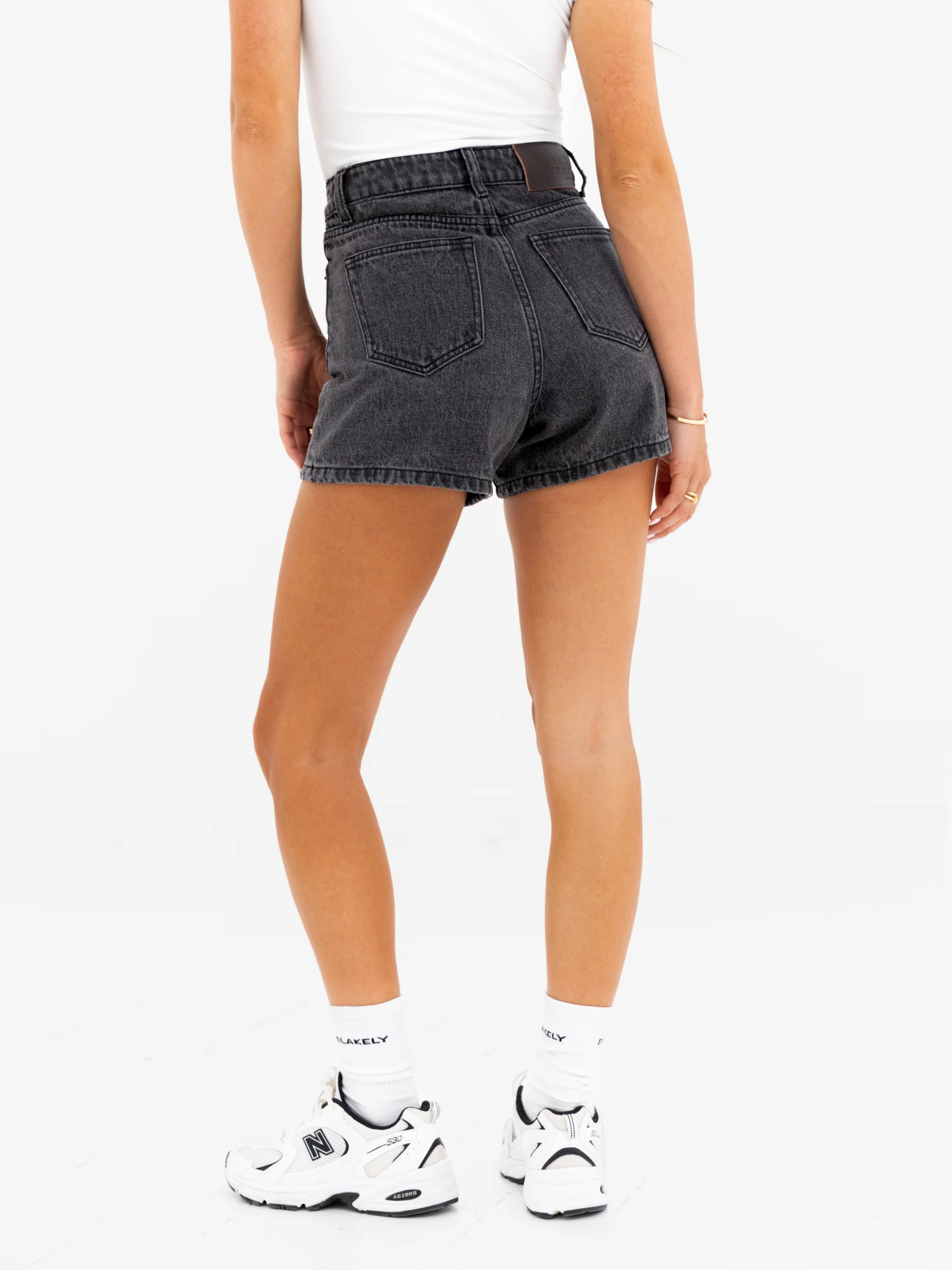Blakely High Rise Denim Shorts - Washed Black - Image 2