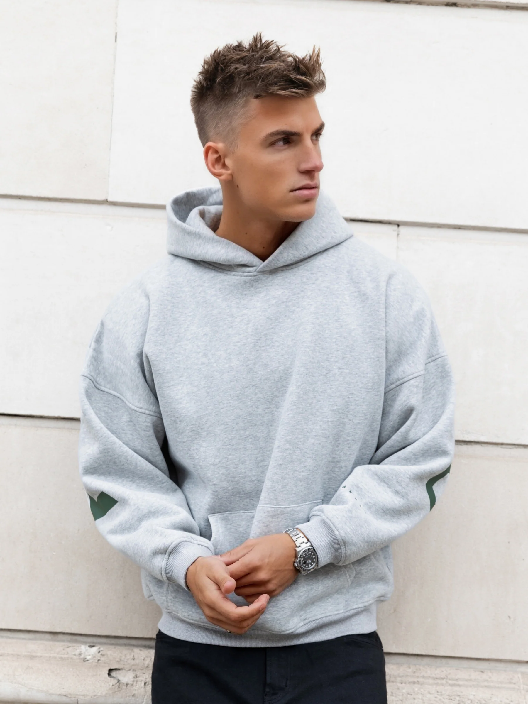 Idris Oversized Hoodie - Marl Grey - Image 2