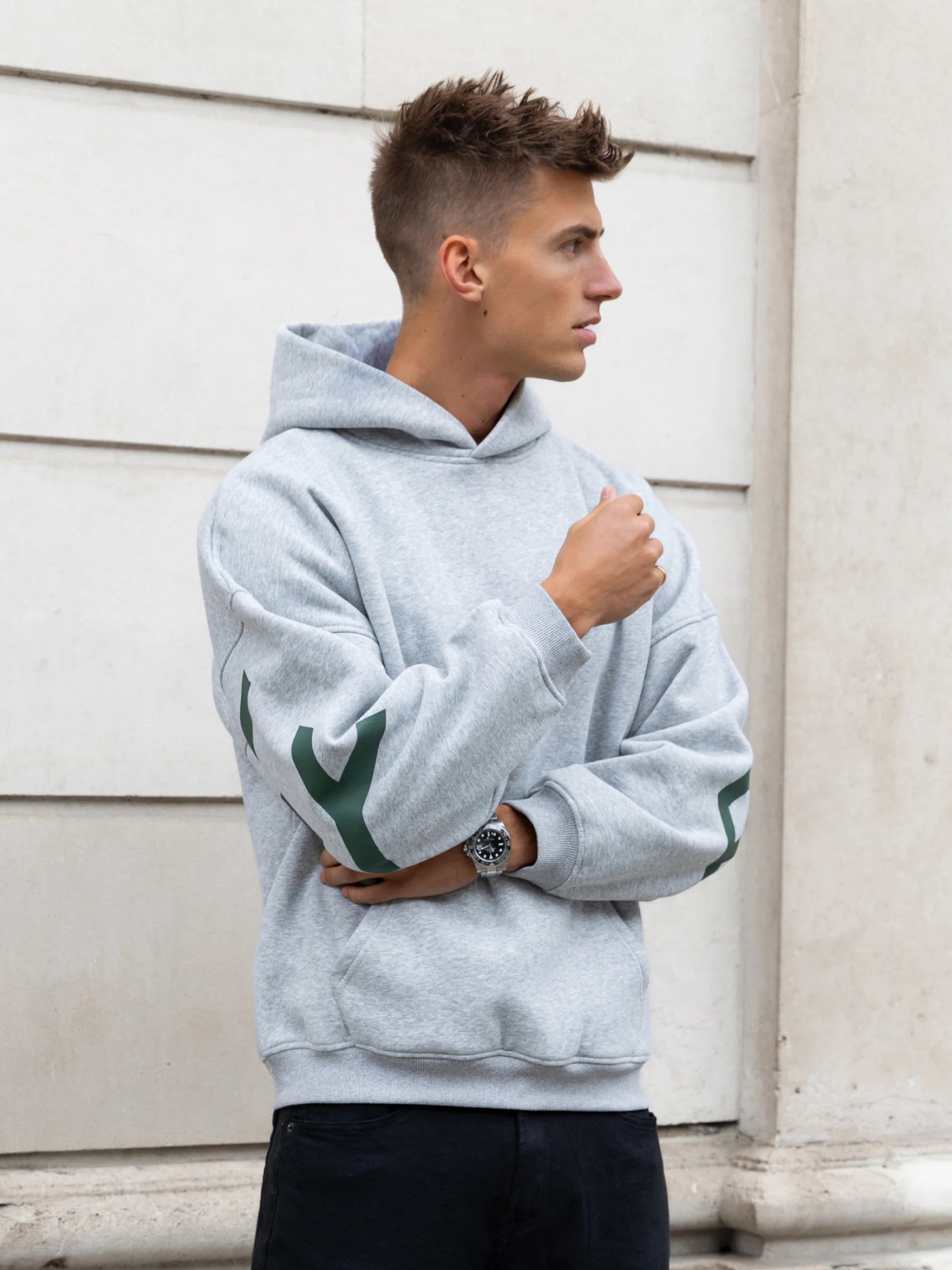 Idris Oversized Hoodie - Marl Grey - Image 6
