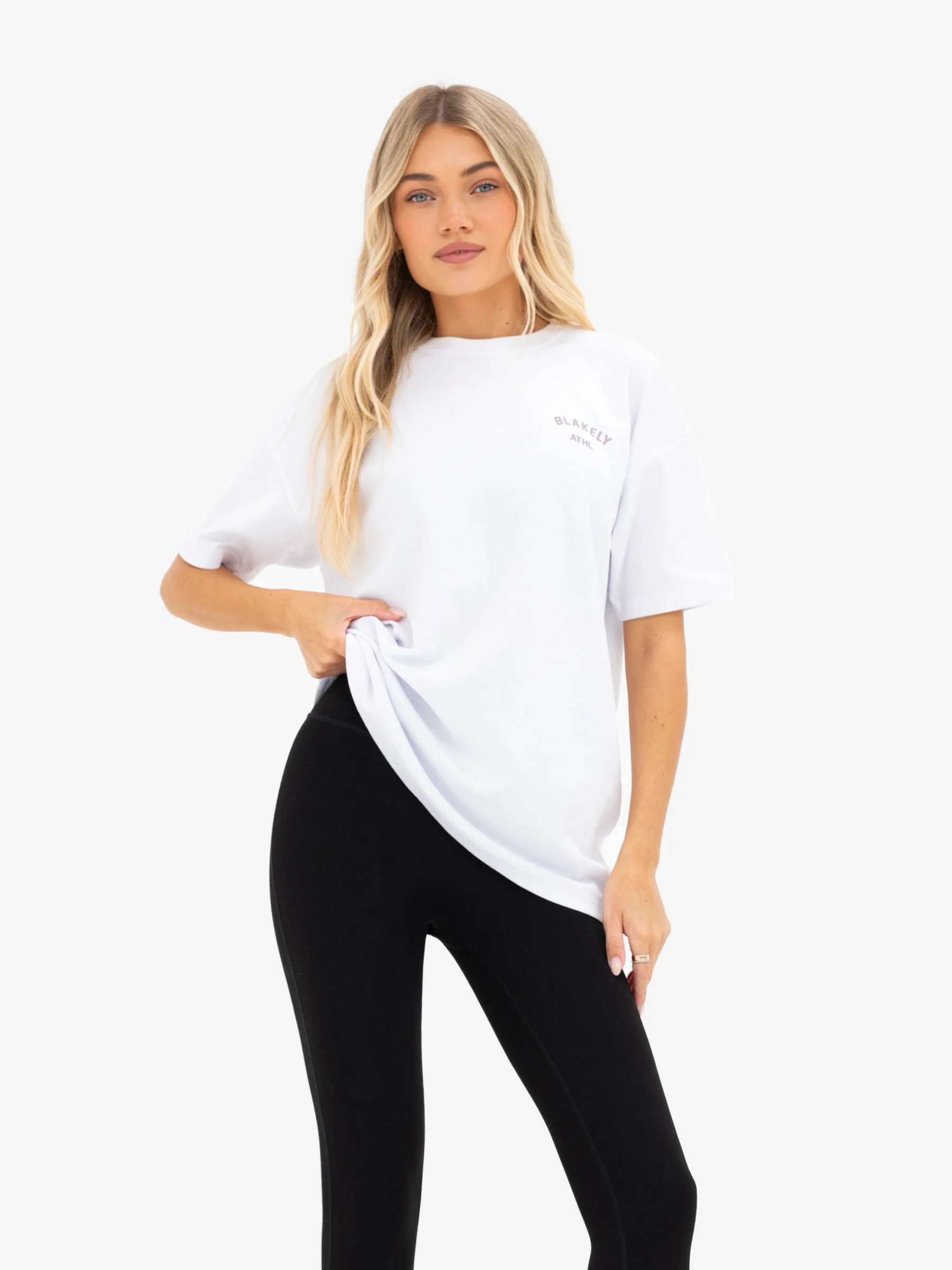 Immani Oversized T-Shirt - Flat White & Dusty Lilac - Image 2
