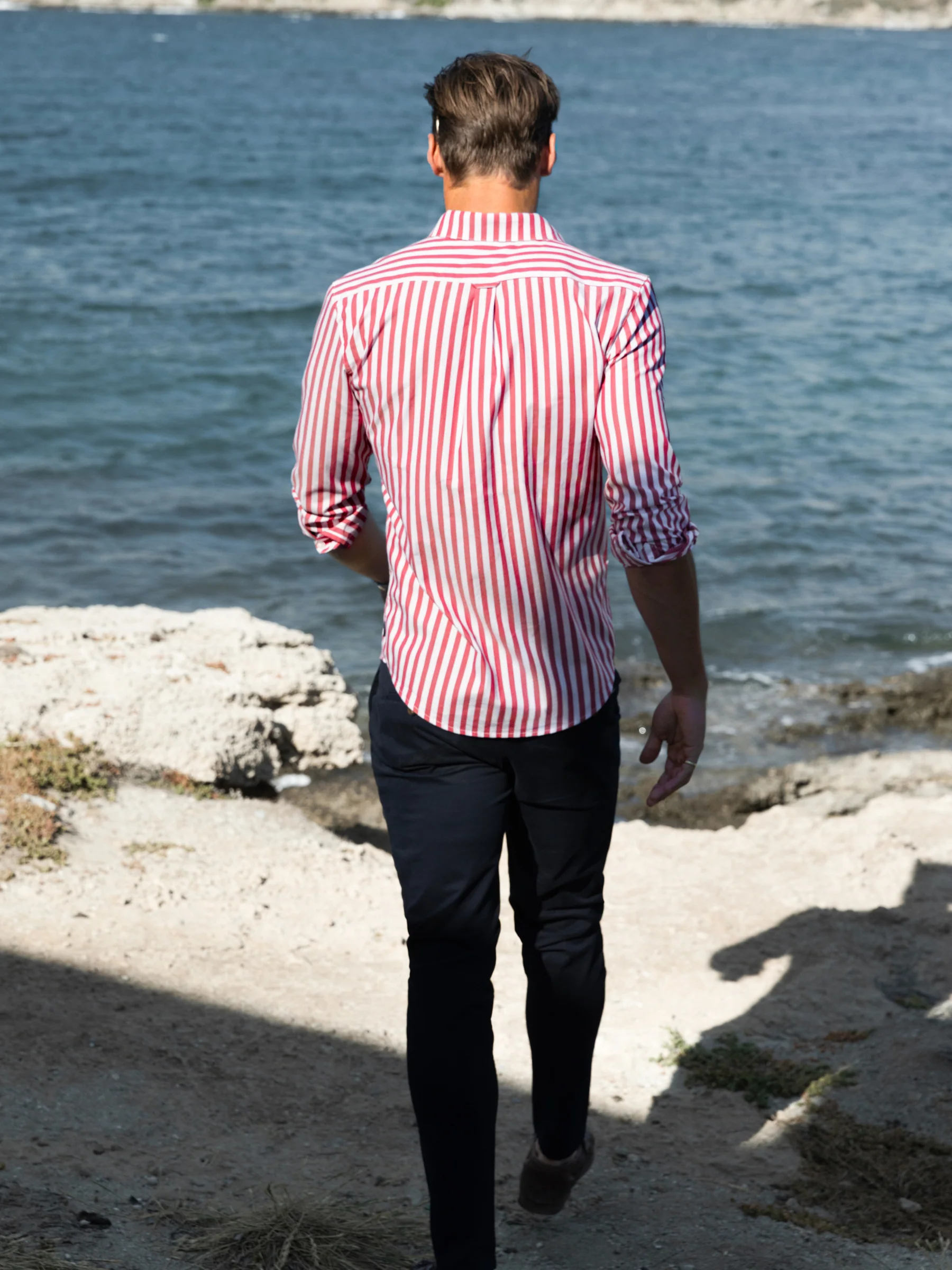 Isaac Long Sleeve Stripe Shirt - Red - Image 6