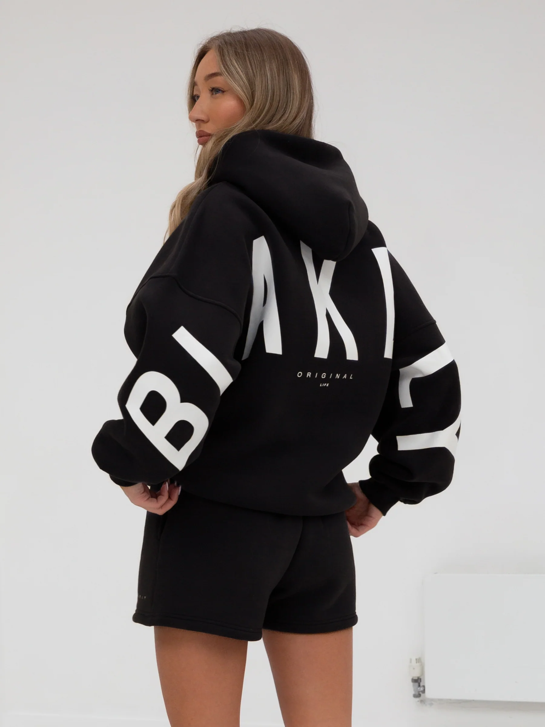 Isabel Hoodie & Jogger Shorts Set - Black - Image 2
