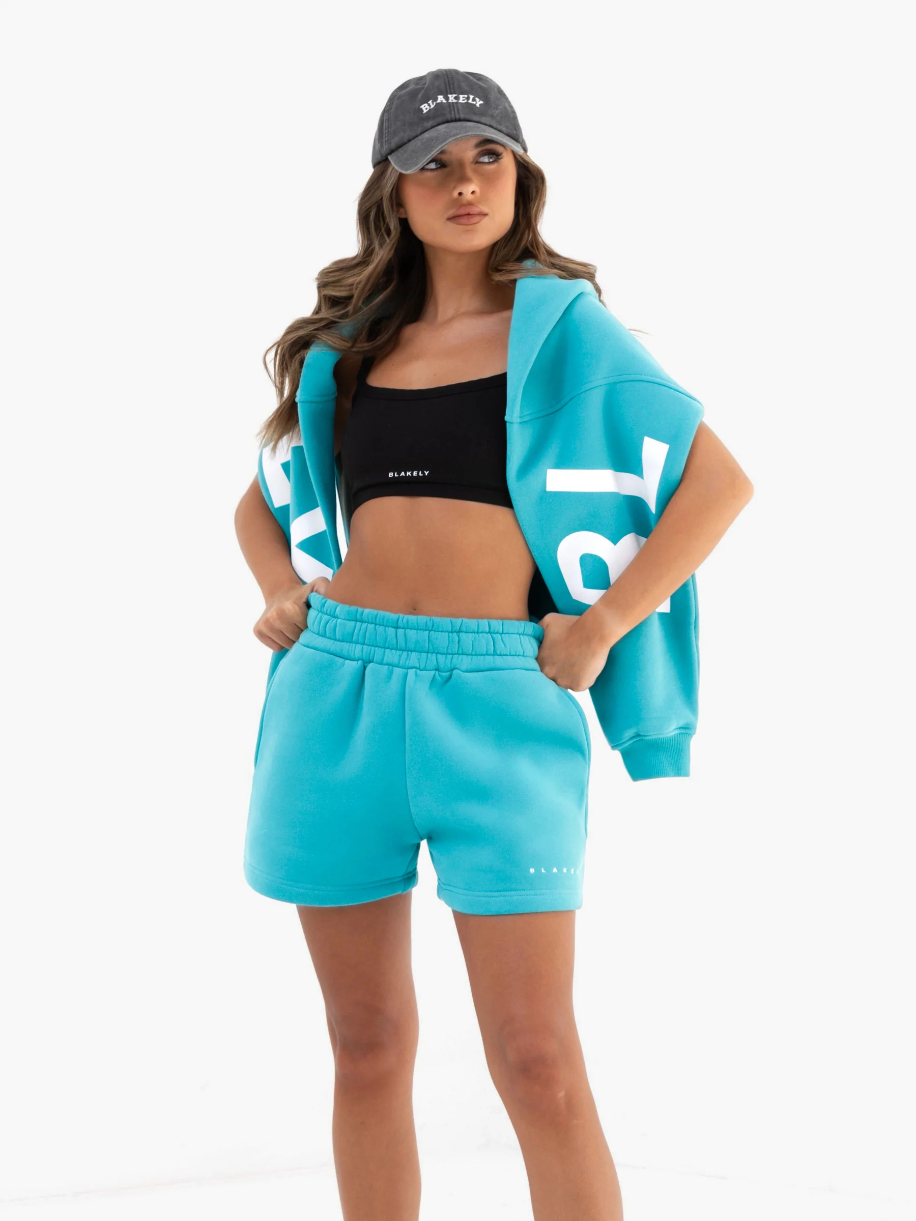 Isabel Jogger Shorts - Aqua - Image 3