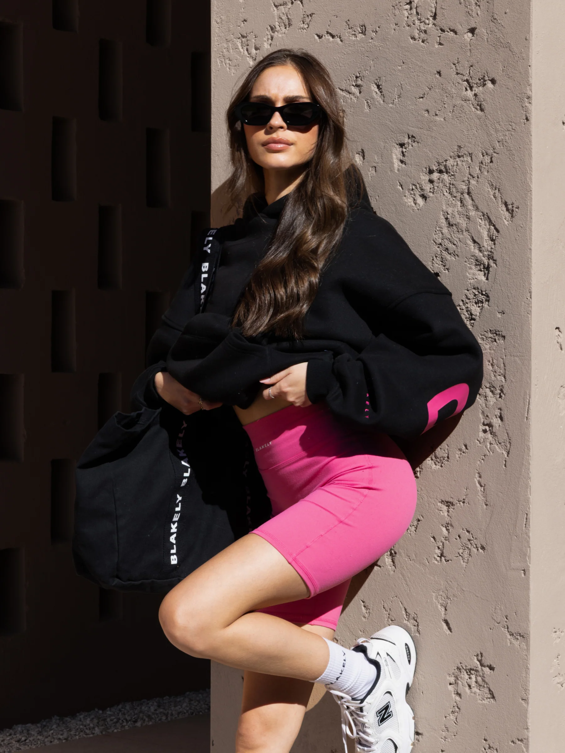 Isabel Oversized Hoodie - Black & Bold Pink - Image 2