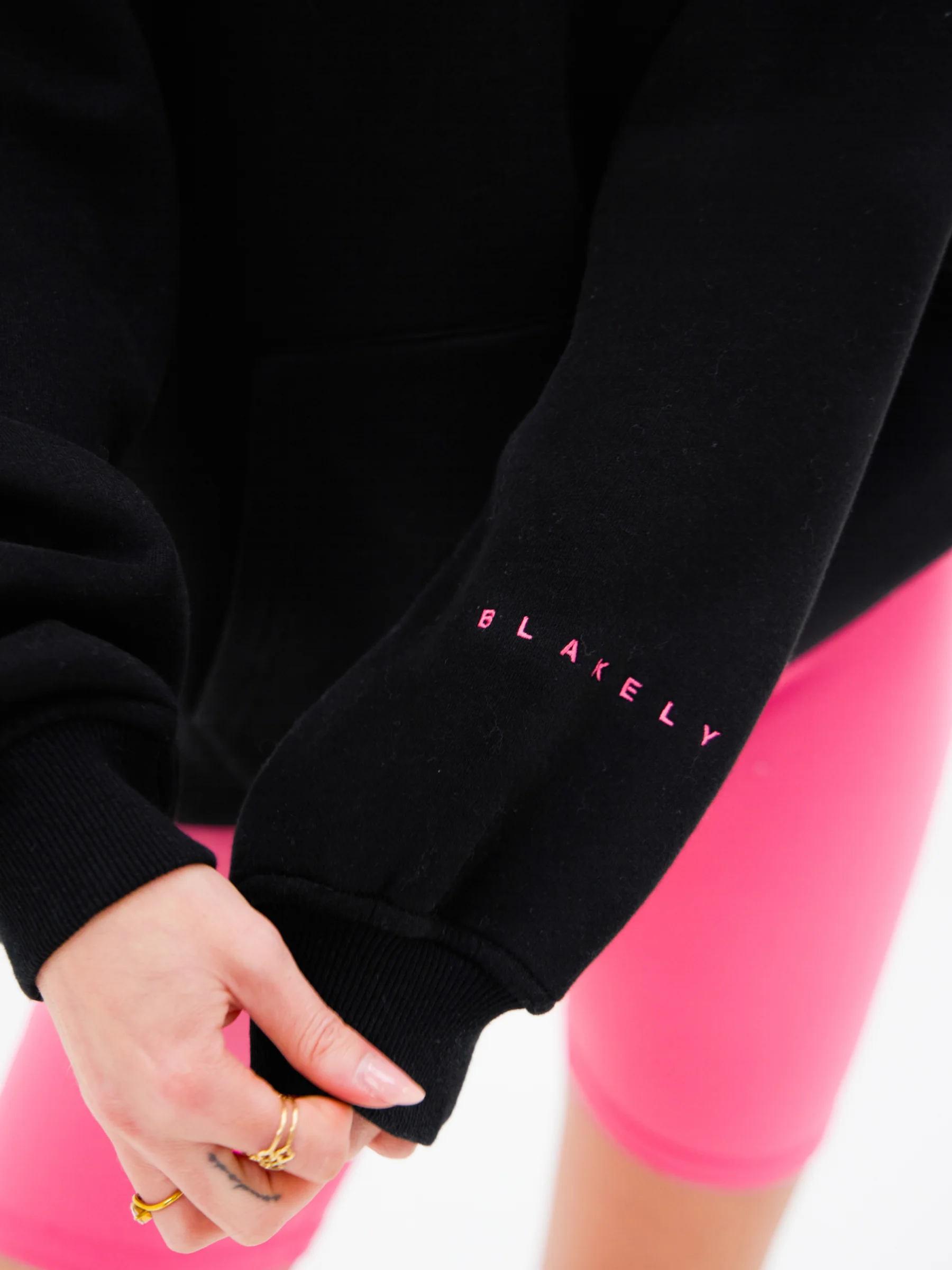 Isabel Oversized Hoodie - Black & Bold Pink - Image 6