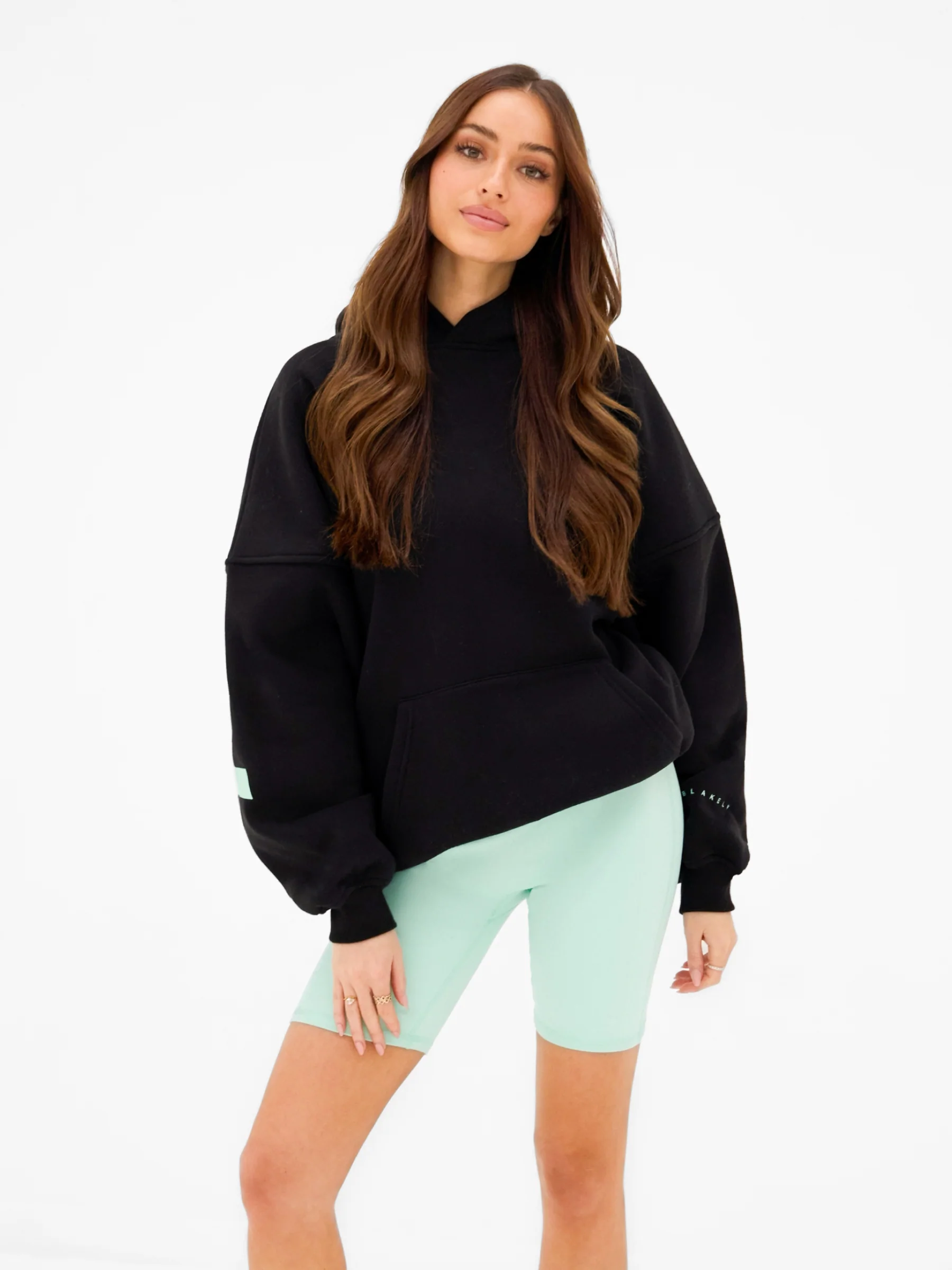 Isabel Oversized Hoodie - Black & Pastel Green - Image 2