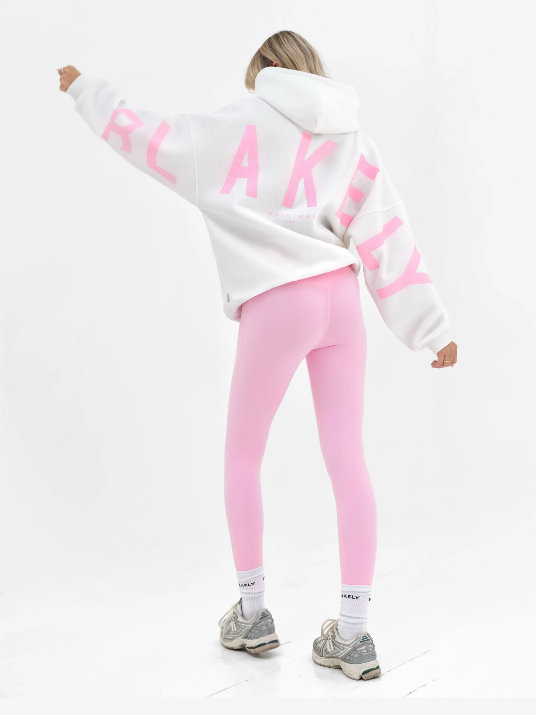 Isabel Oversized Hoodie - Flat White & Powder Pink - Image 5