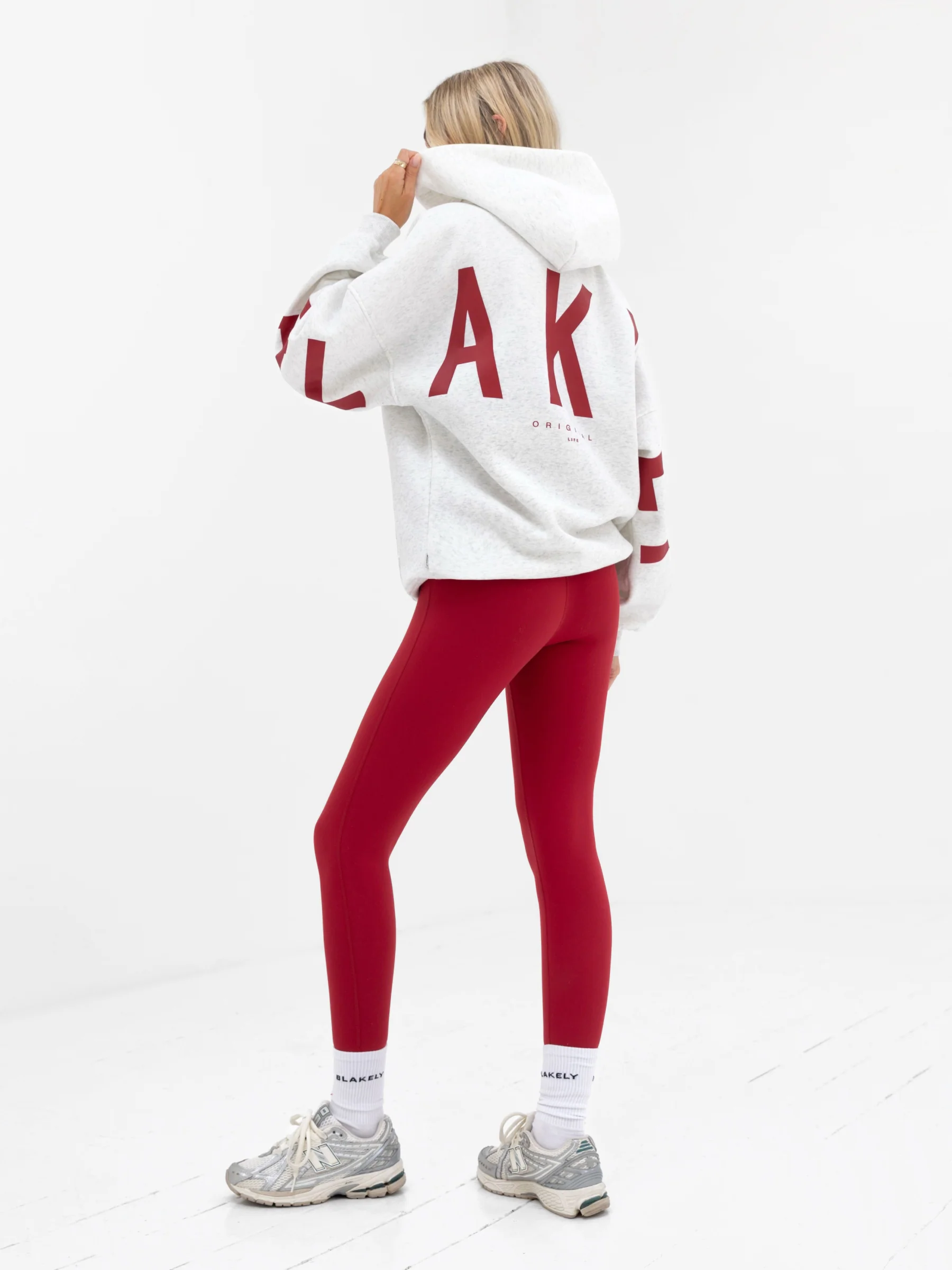 Isabel Oversized Hoodie - Marl White & Cherry Red - Image 3