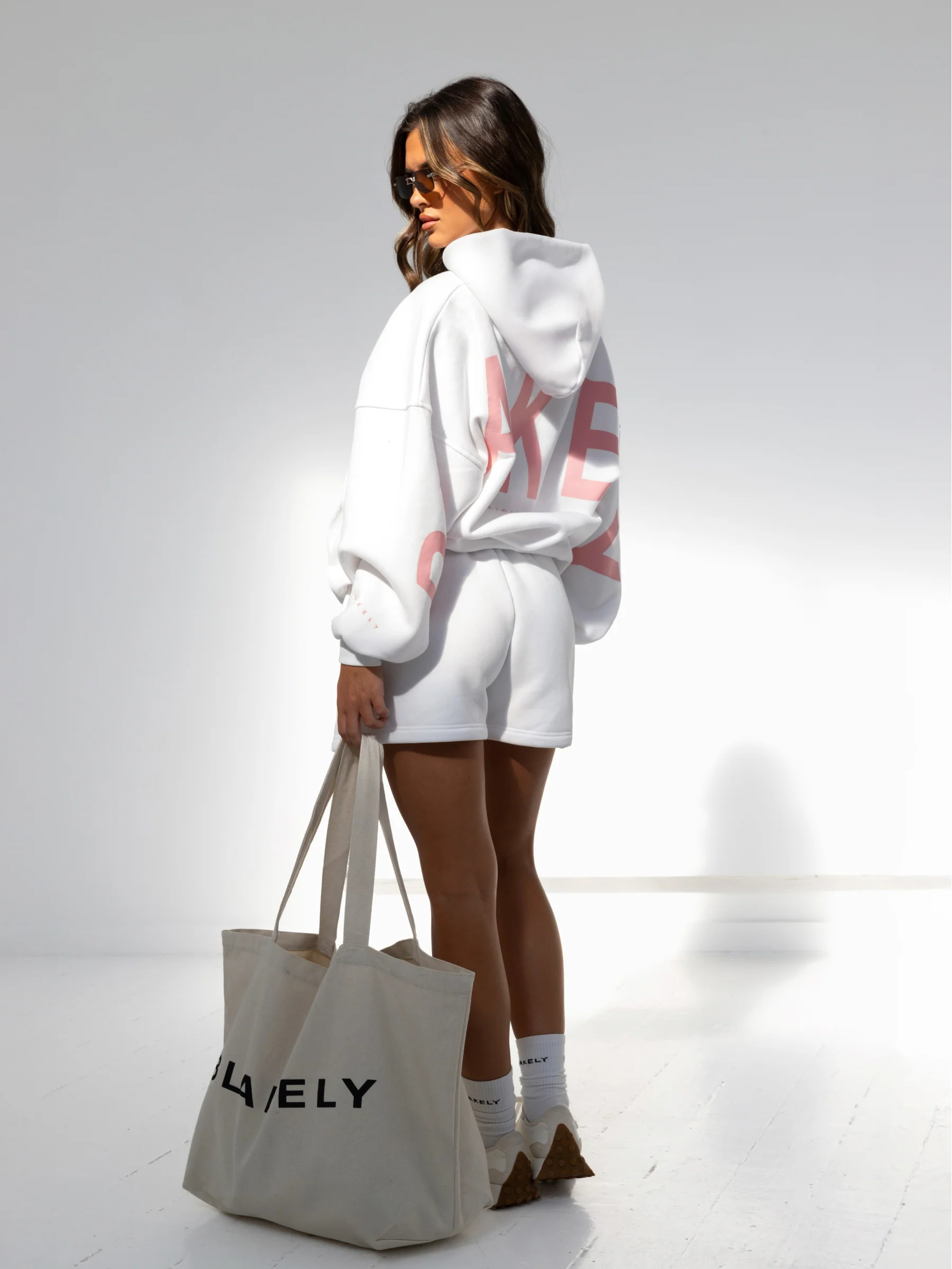 Isabel Oversized Hoodie - White & Pink - Image 3