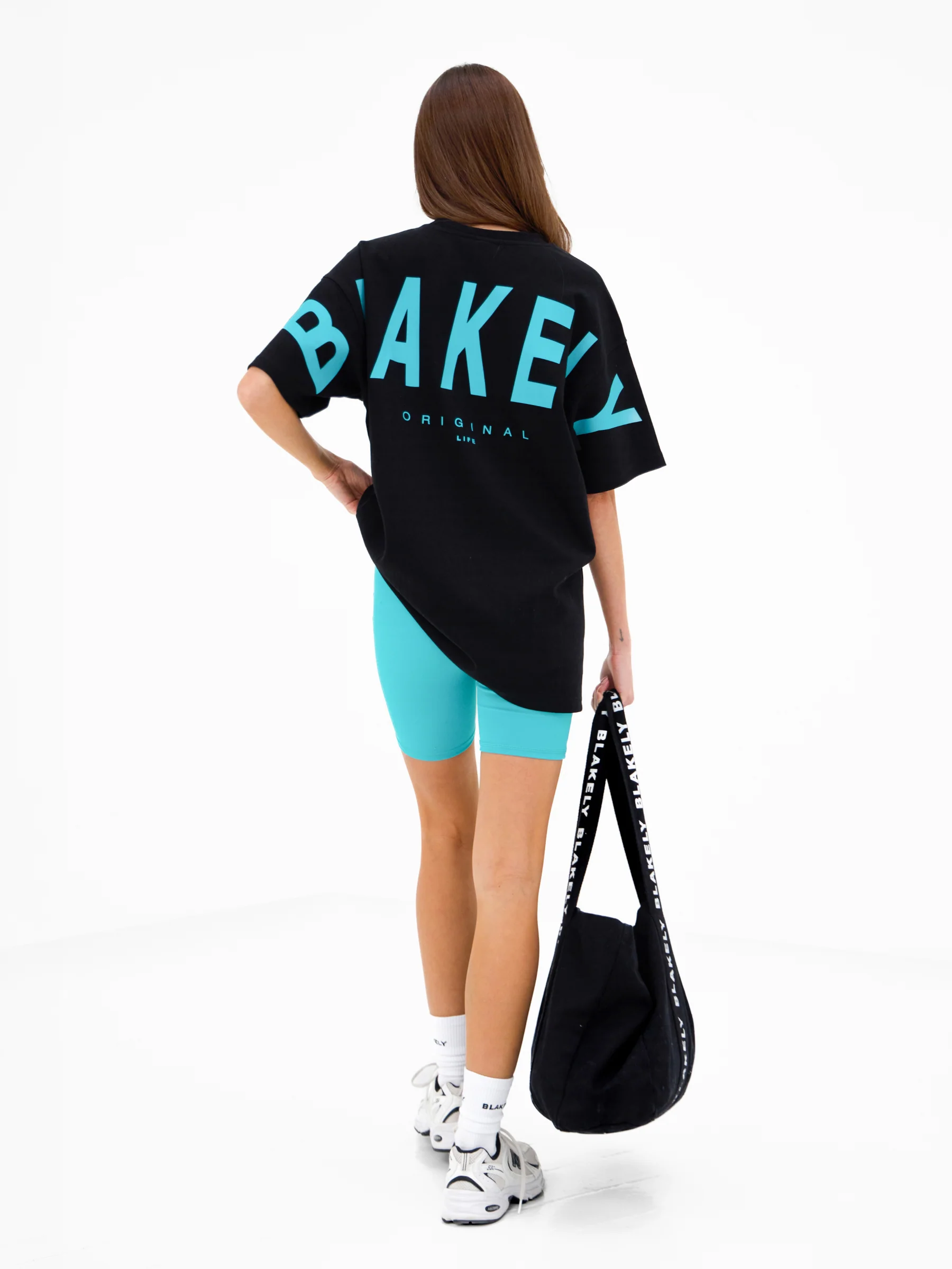 Isabel Oversized T-Shirt - Black & Aqua - Image 3