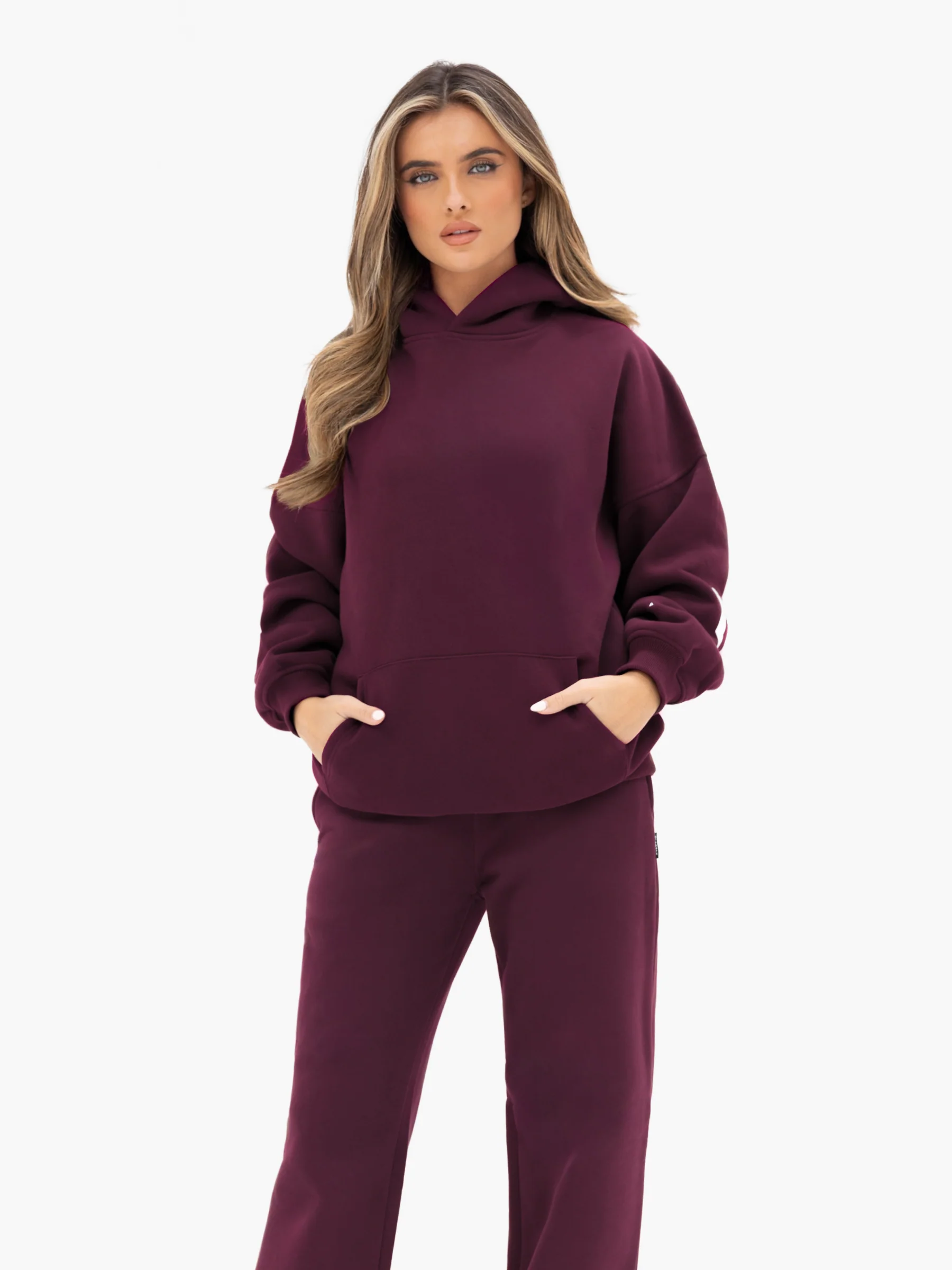 Isabel Wide Leg Sweatpants - Dark Cherry - Image 6