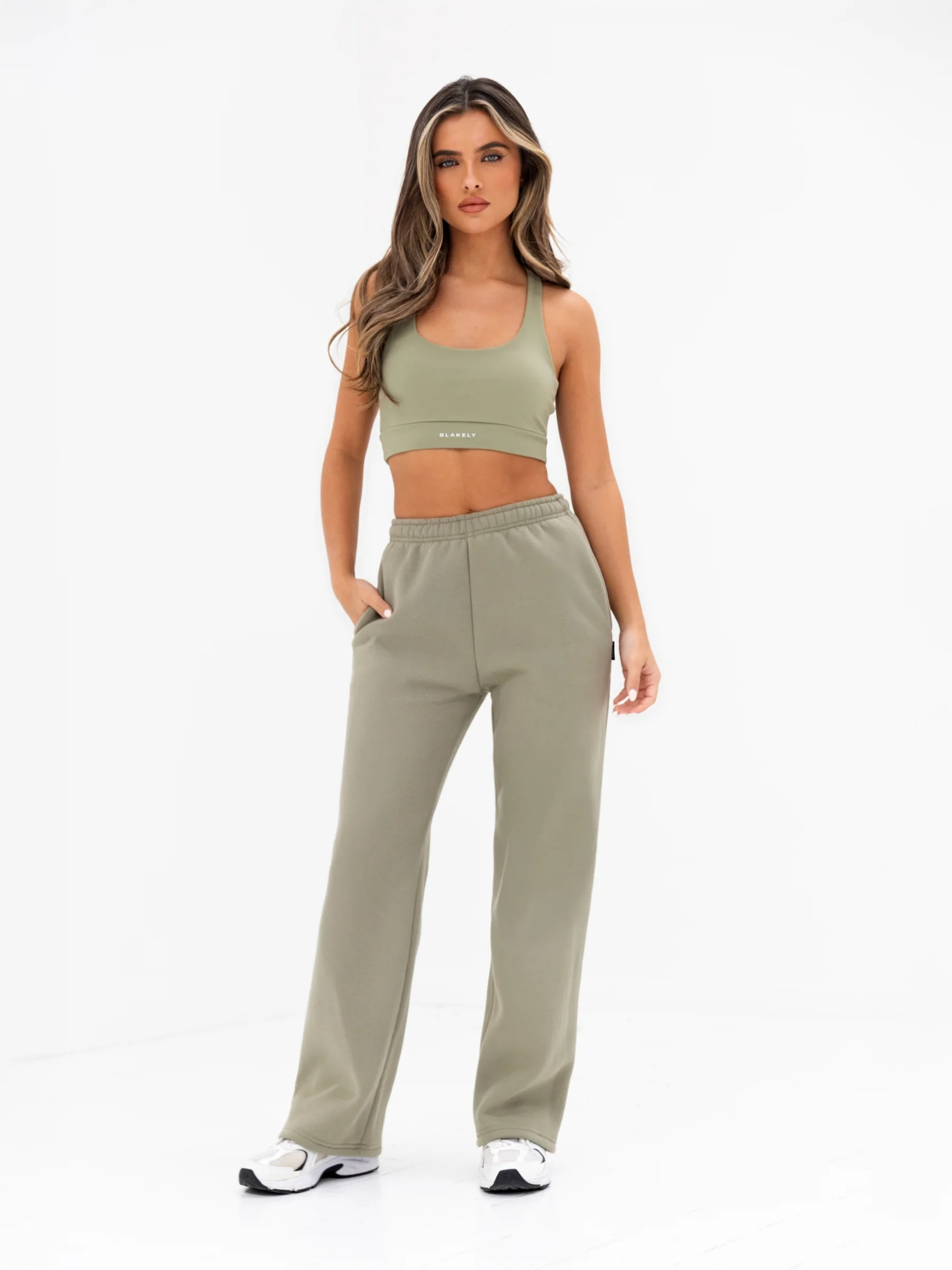 Isabel Wide Leg Sweatpants - Olive - Image 3