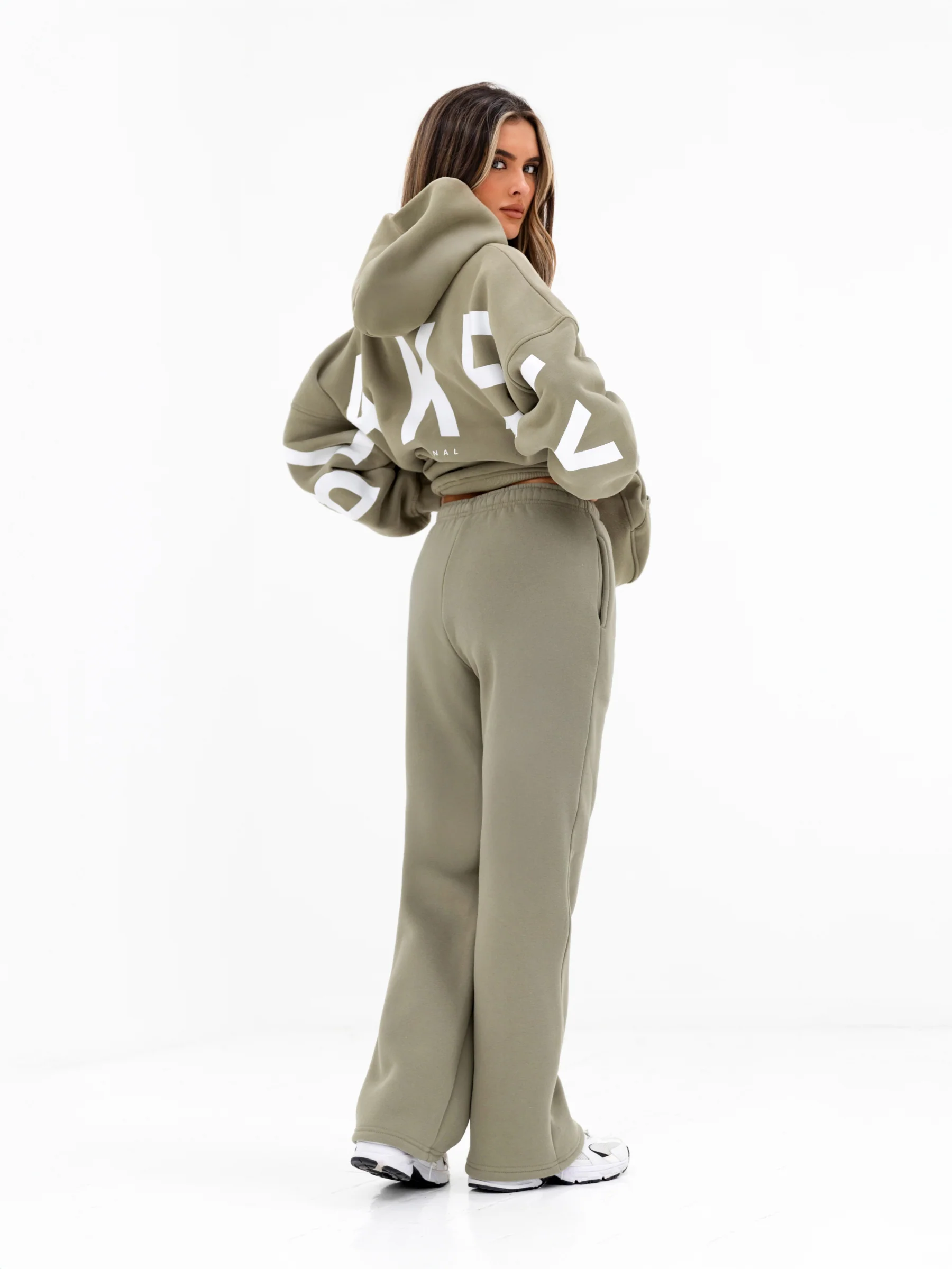 Isabel Wide Leg Sweatpants - Olive - Image 4