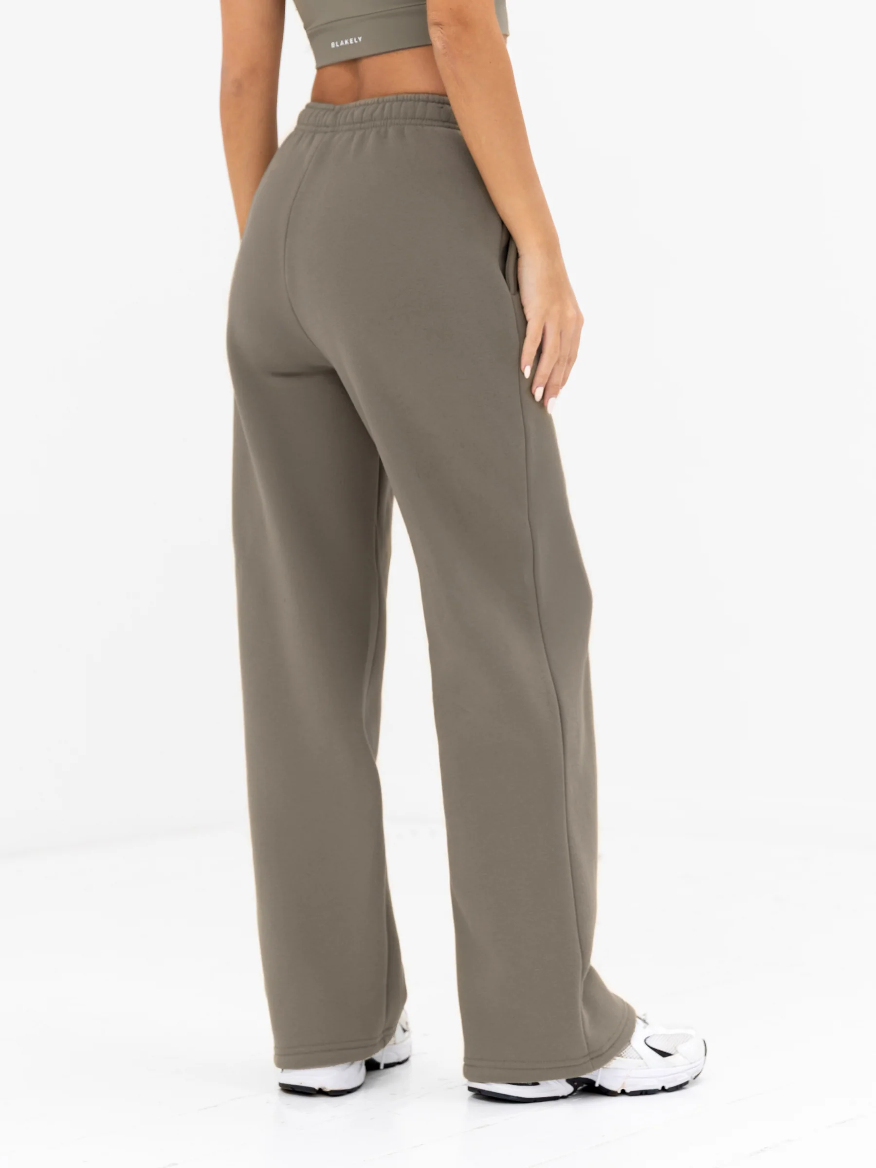 Isabel Wide Leg Sweatpants - Safari Green - Image 2