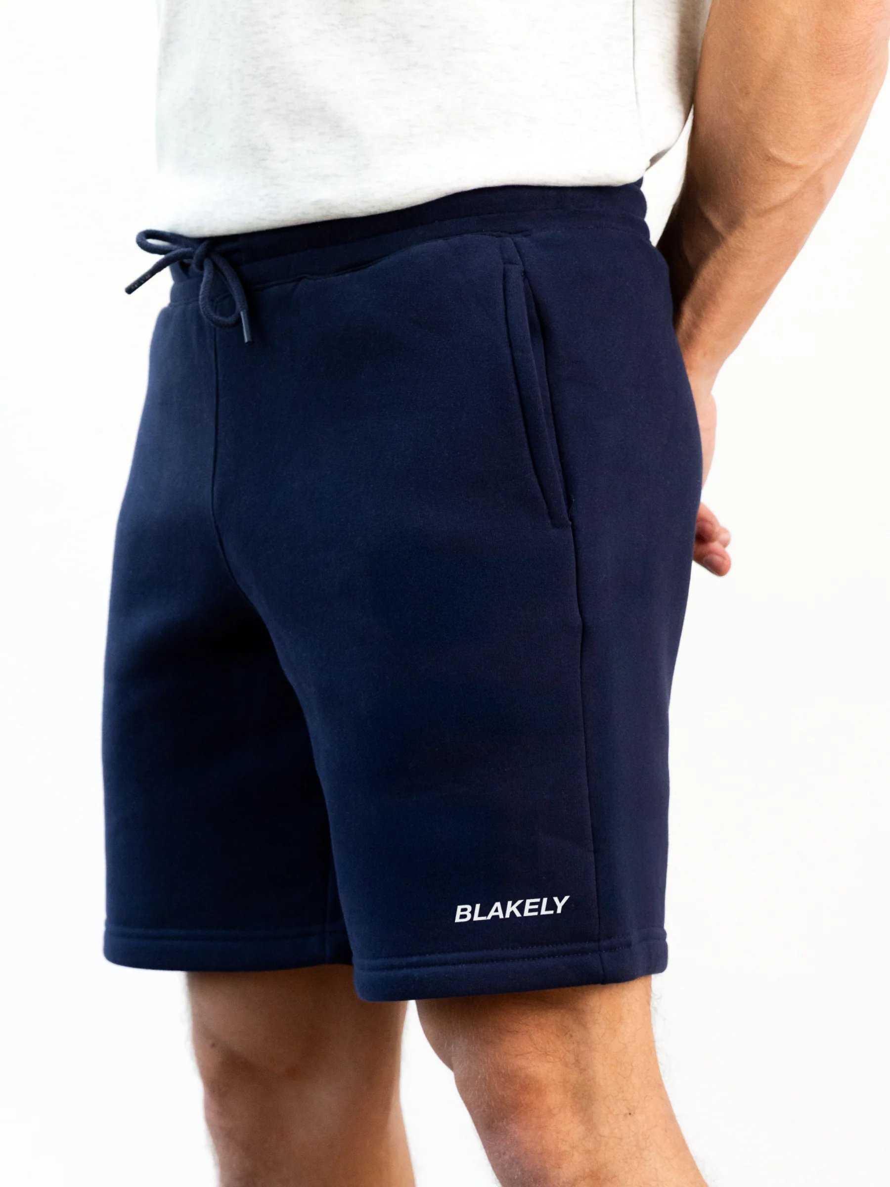 Italic Relaxed Jogger Shorts - Navy - Image 4