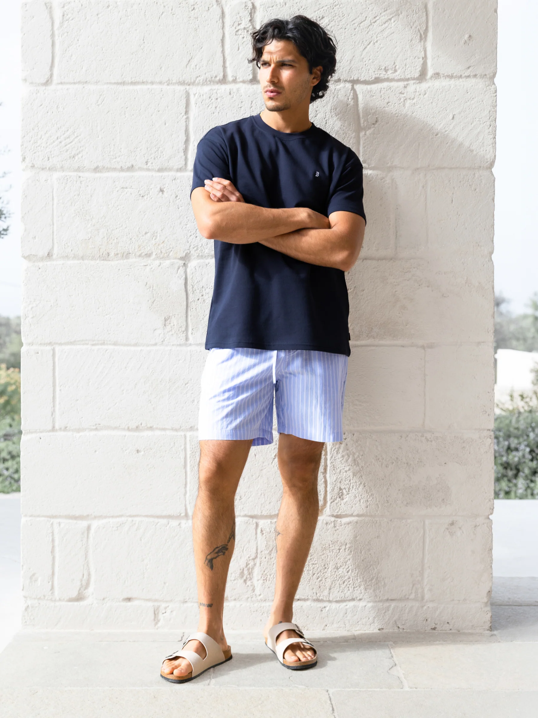 Jonah Relaxed Stripe Shorts - Blue - Image 3