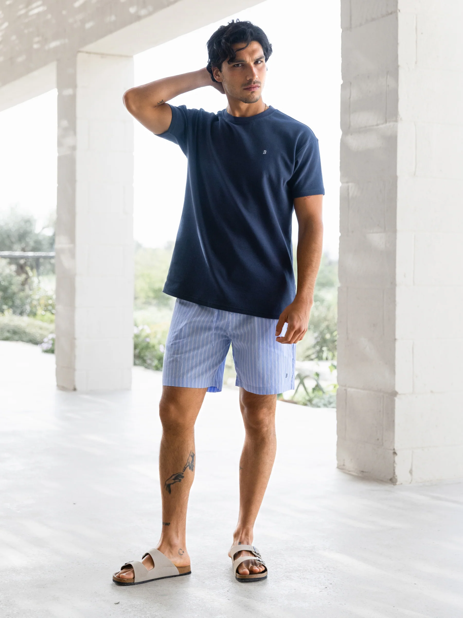 Jonah Relaxed Stripe Shorts - Blue - Image 4