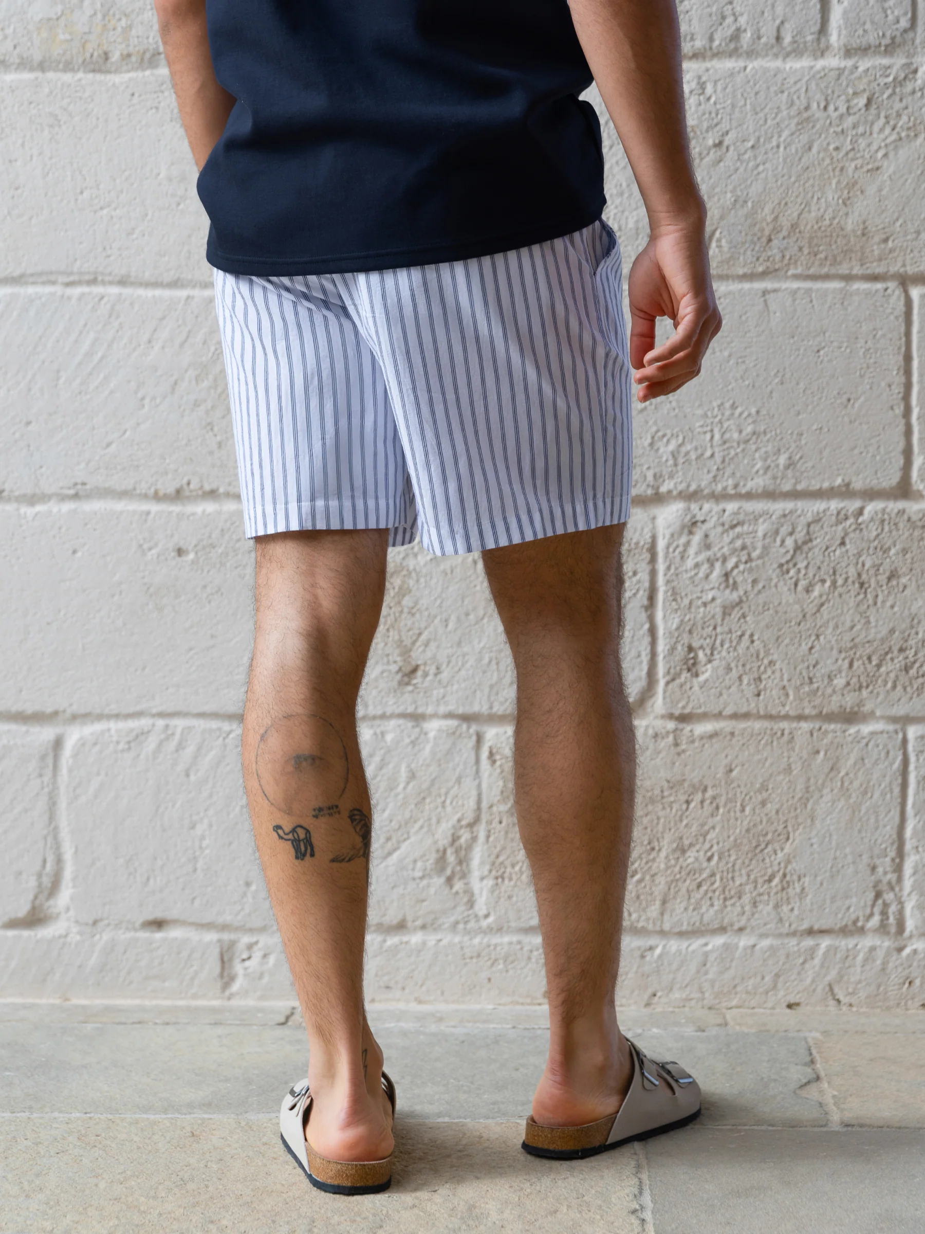 Jonah Relaxed Stripe Shorts - White - Image 2