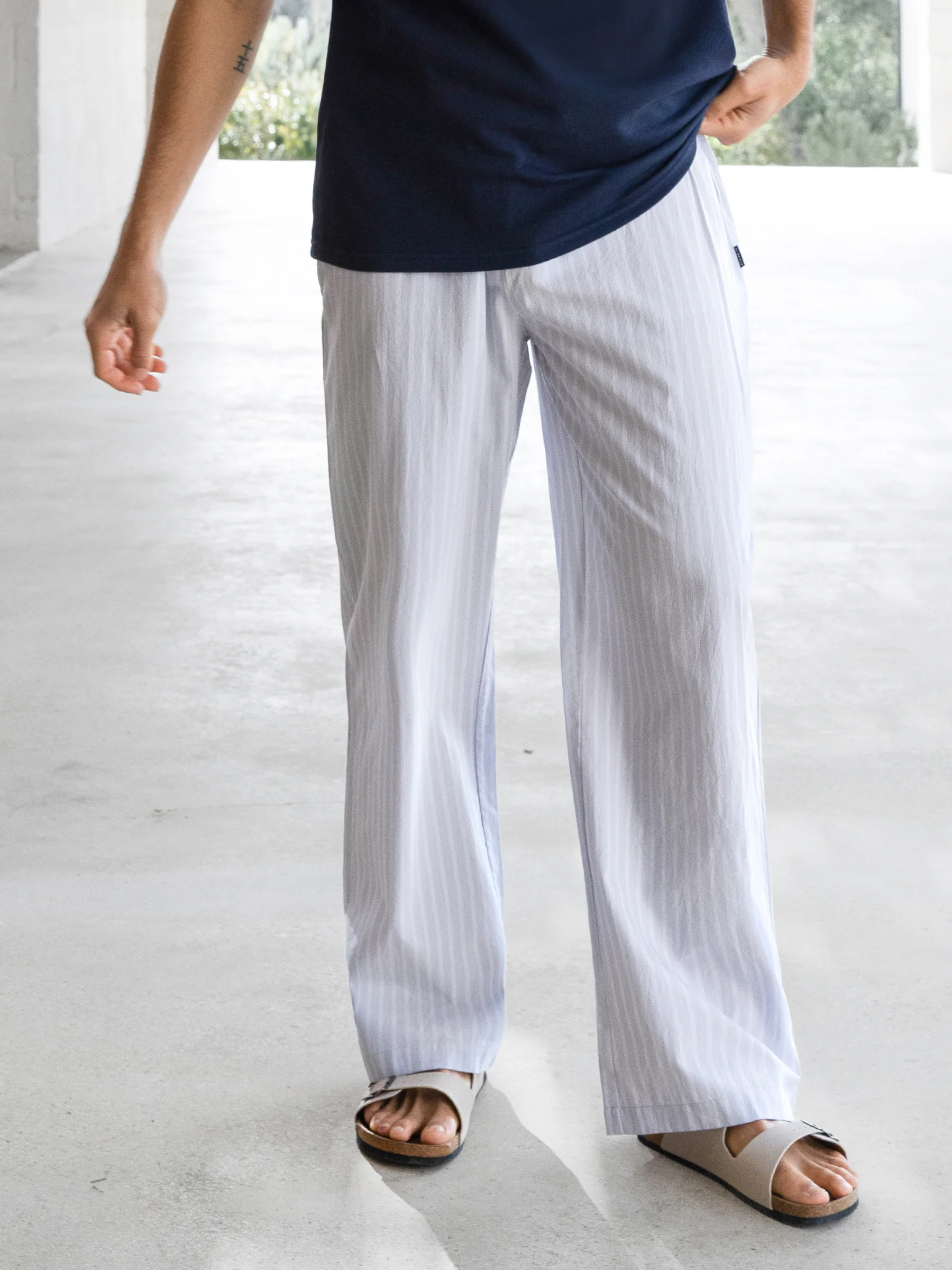 Jonah Relaxed Stripe Trousers - Grey