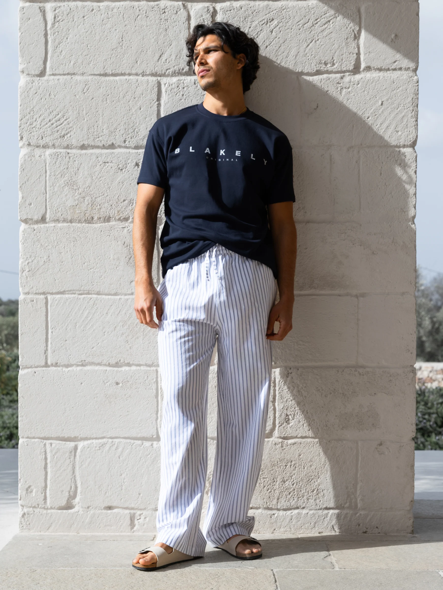 Jonah Relaxed Stripe Trousers - White - Image 3