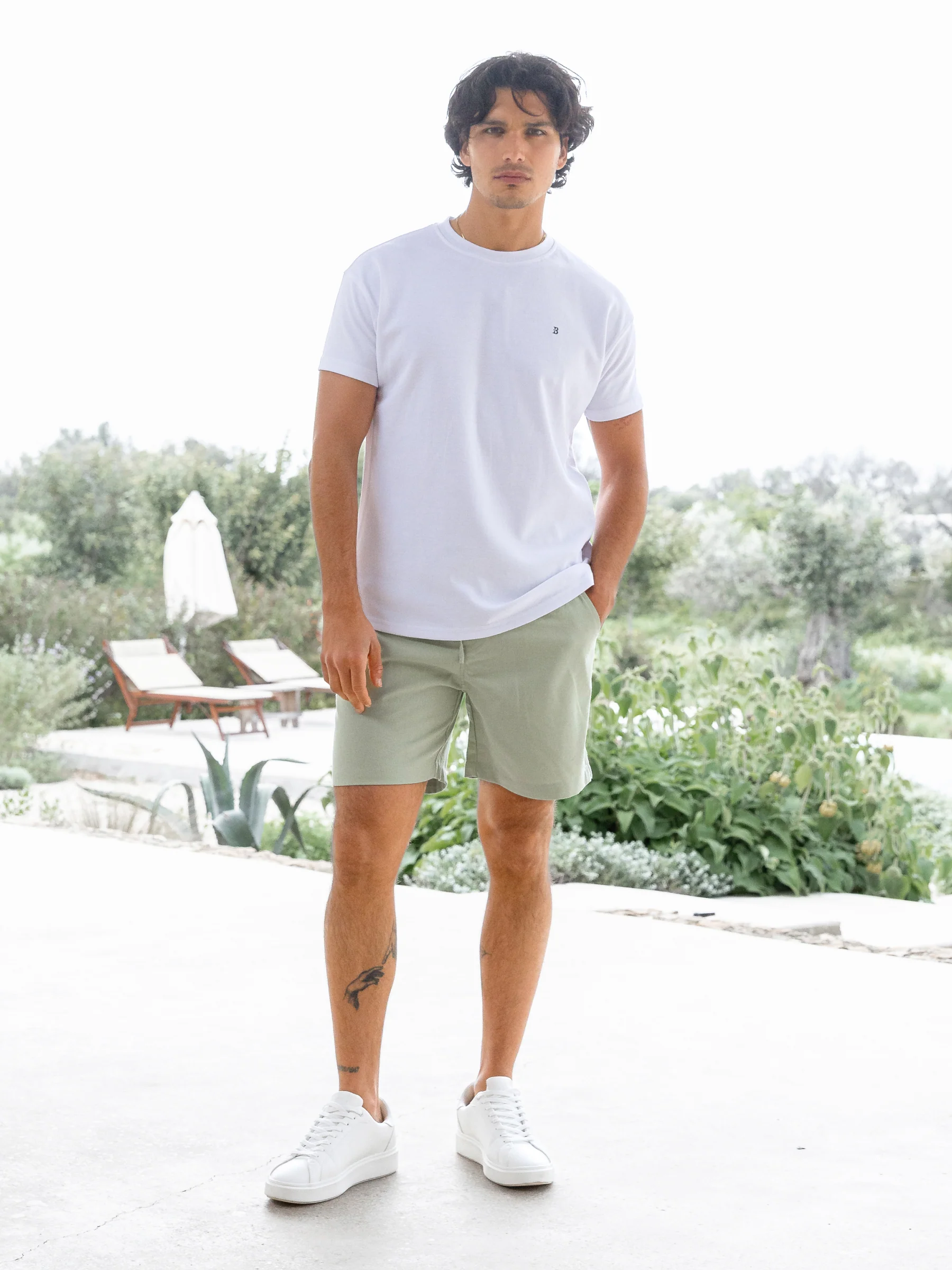 Jude Relaxed Linen Shorts - Sage Green - Image 2