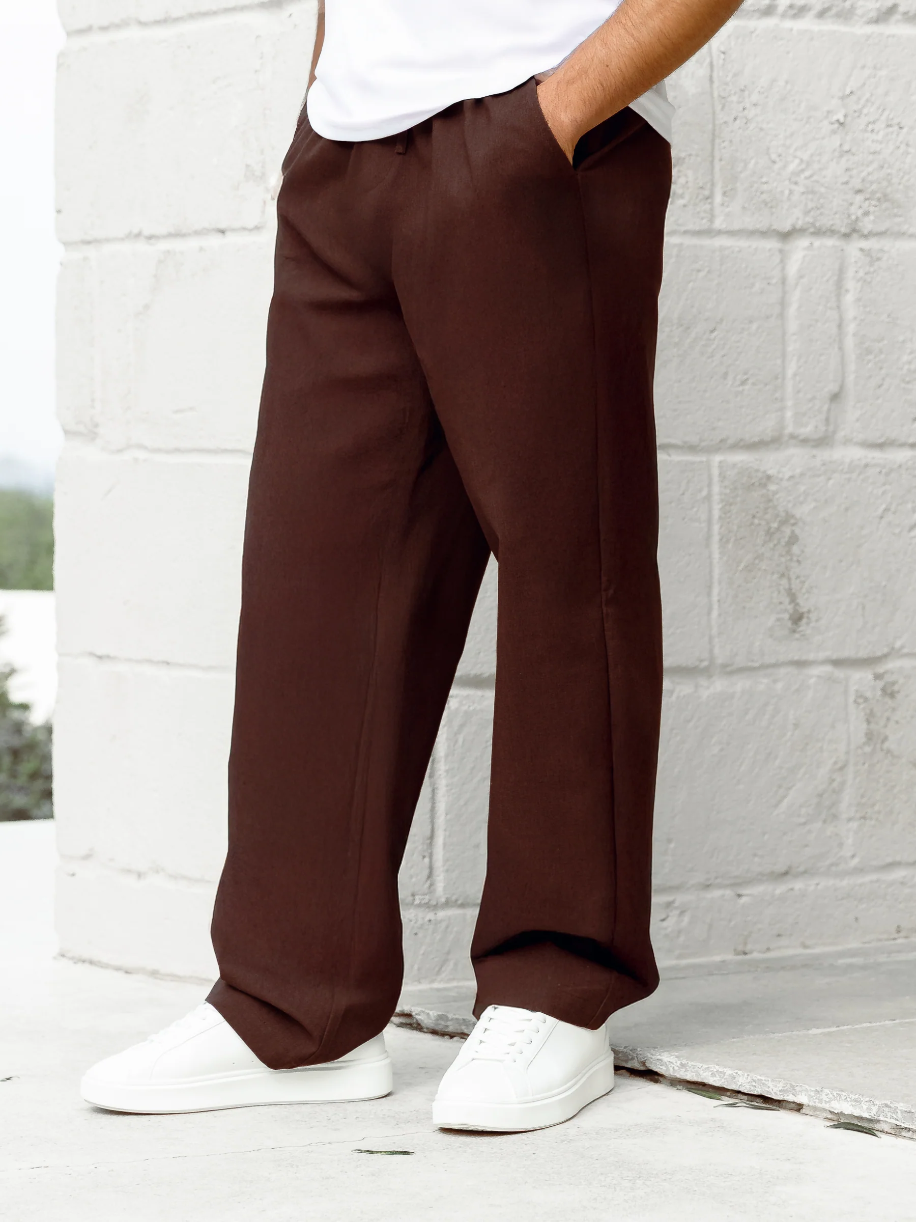 Jude Relaxed Linen Trousers - Dark Brown - Image 6