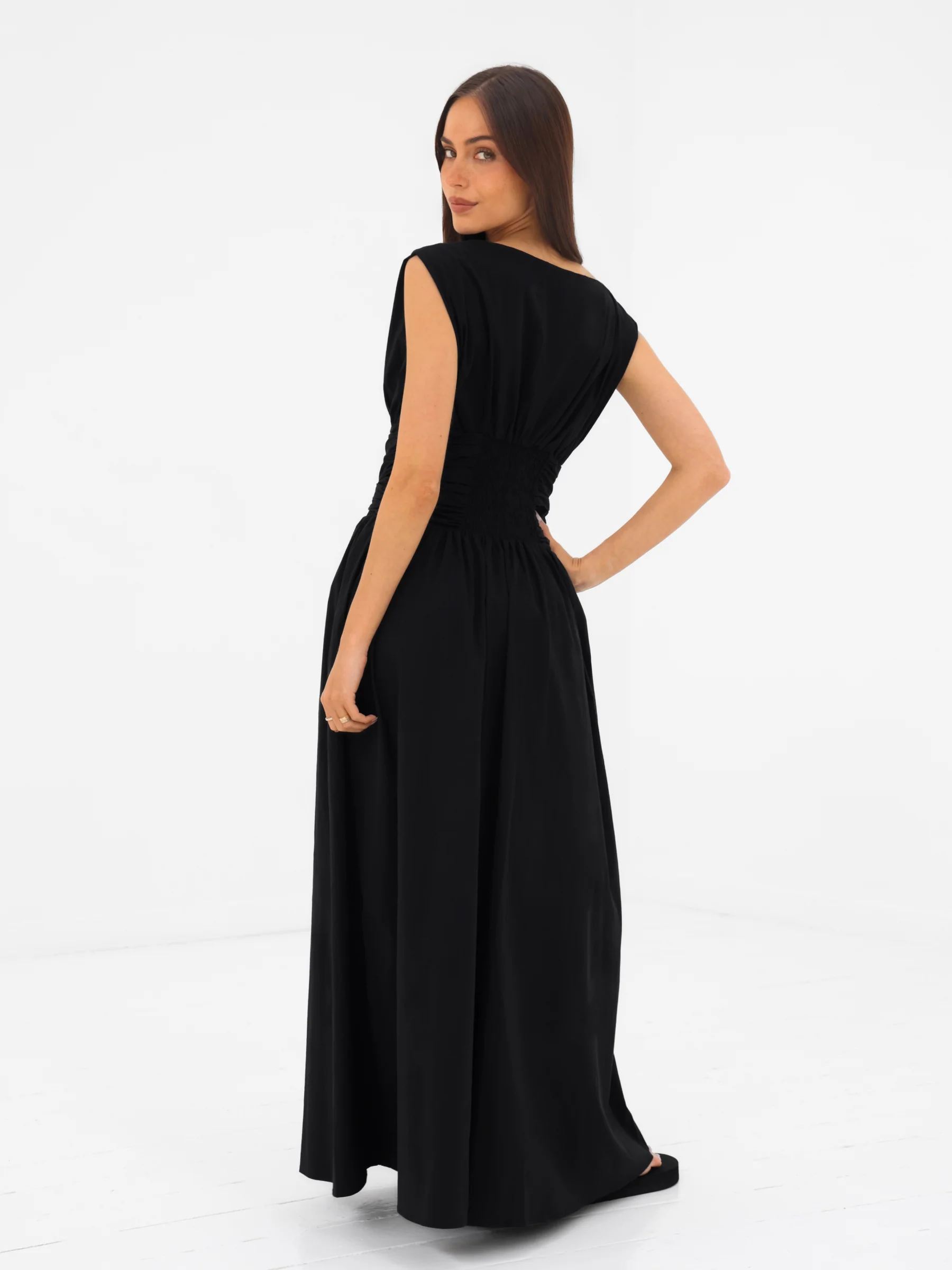 Kaia Poplin Maxi Dress - Black - Image 2