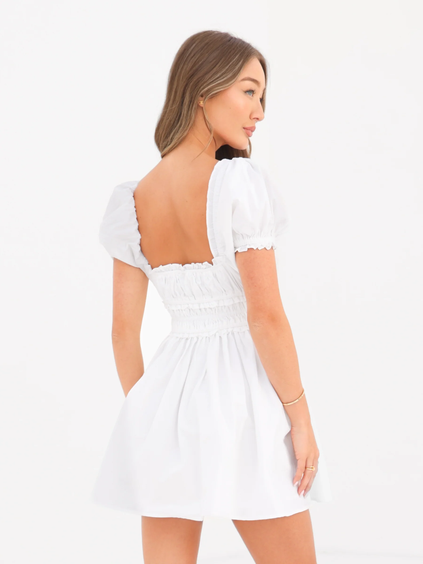 Kaia Poplin Mini Dress - White - Image 4